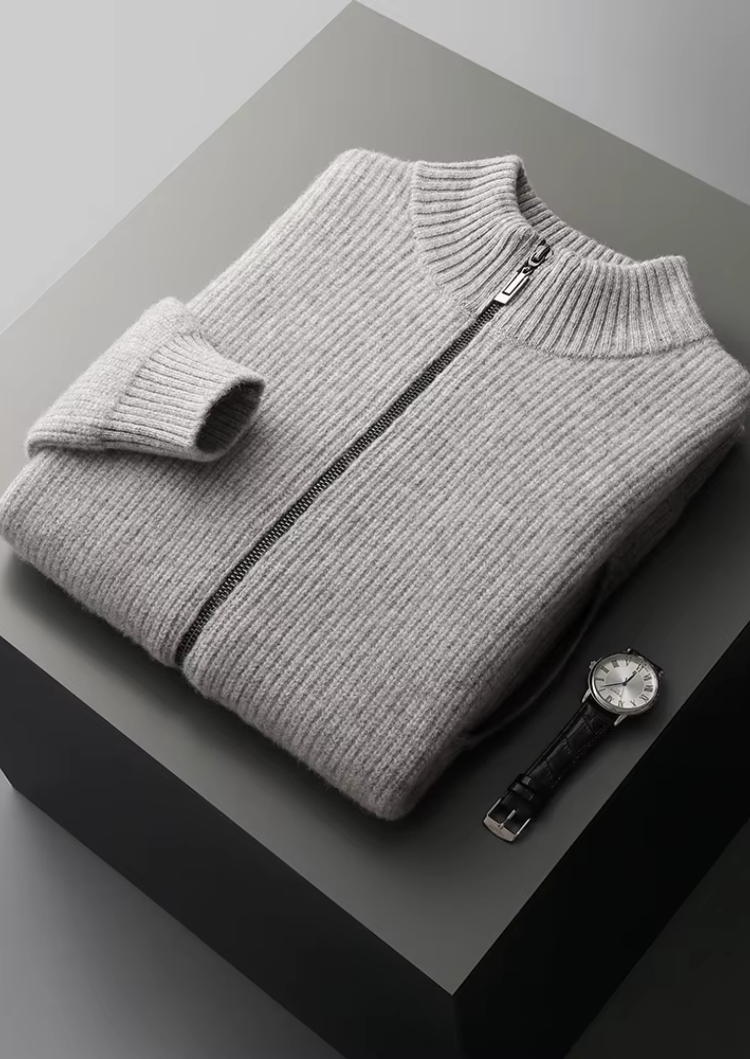 Pure Merino Wool Ribbed Cardigan