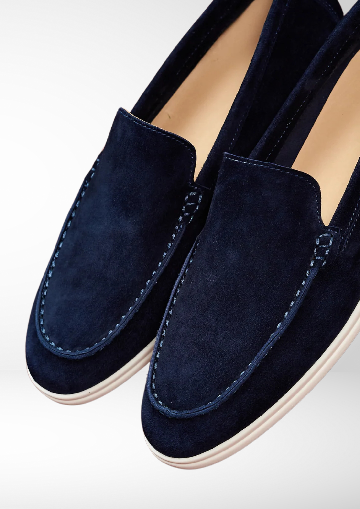 Navy Blue Classic Suede Loafers