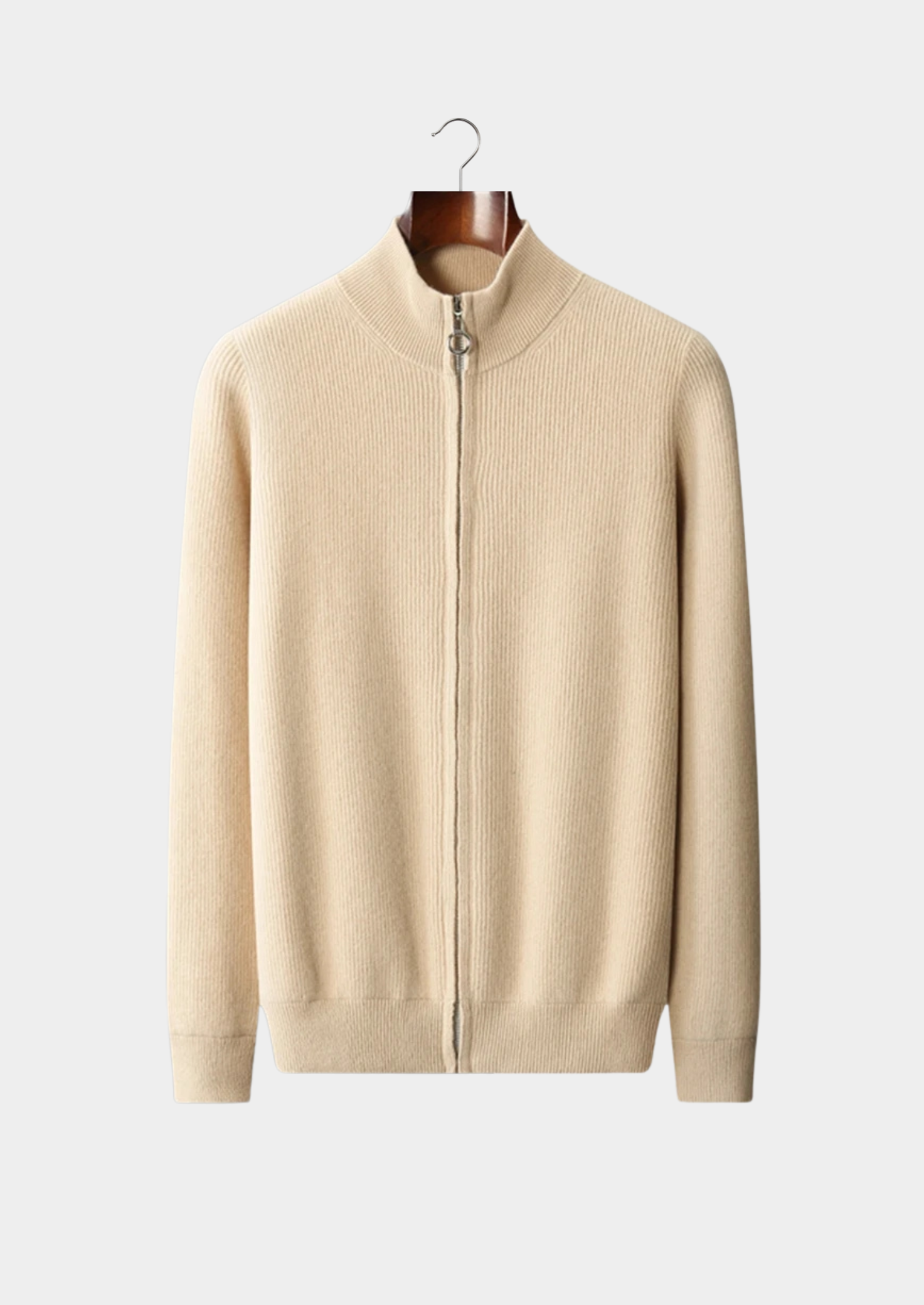 Pure Merino Wool Ribbed Zip Cardigan