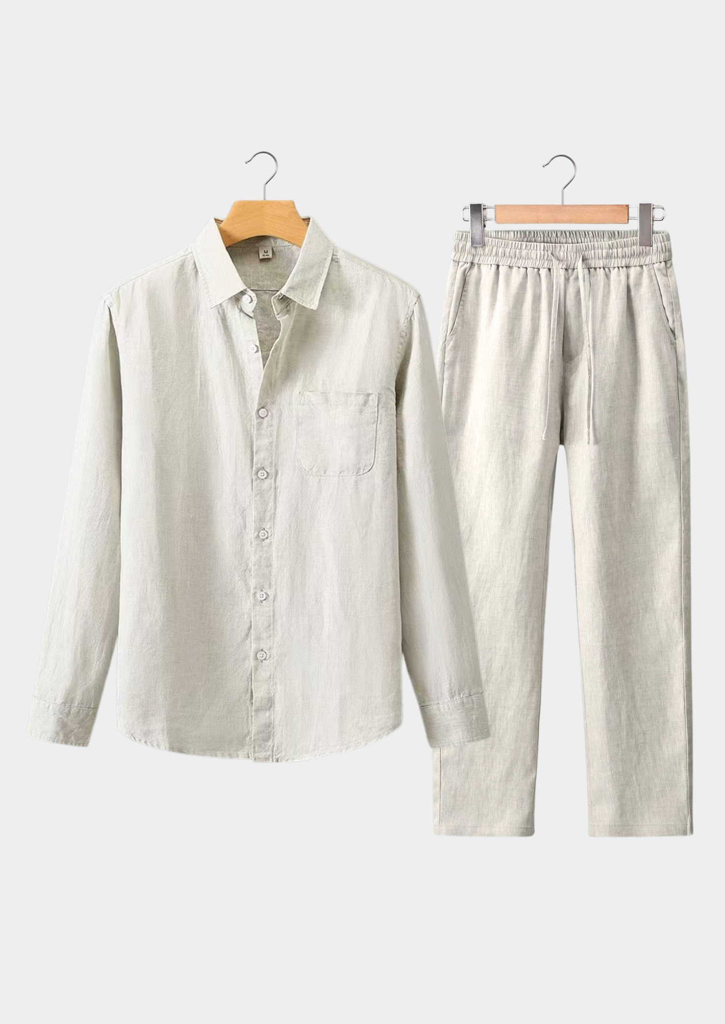 Linen Longsleeve Summer Set - Beige