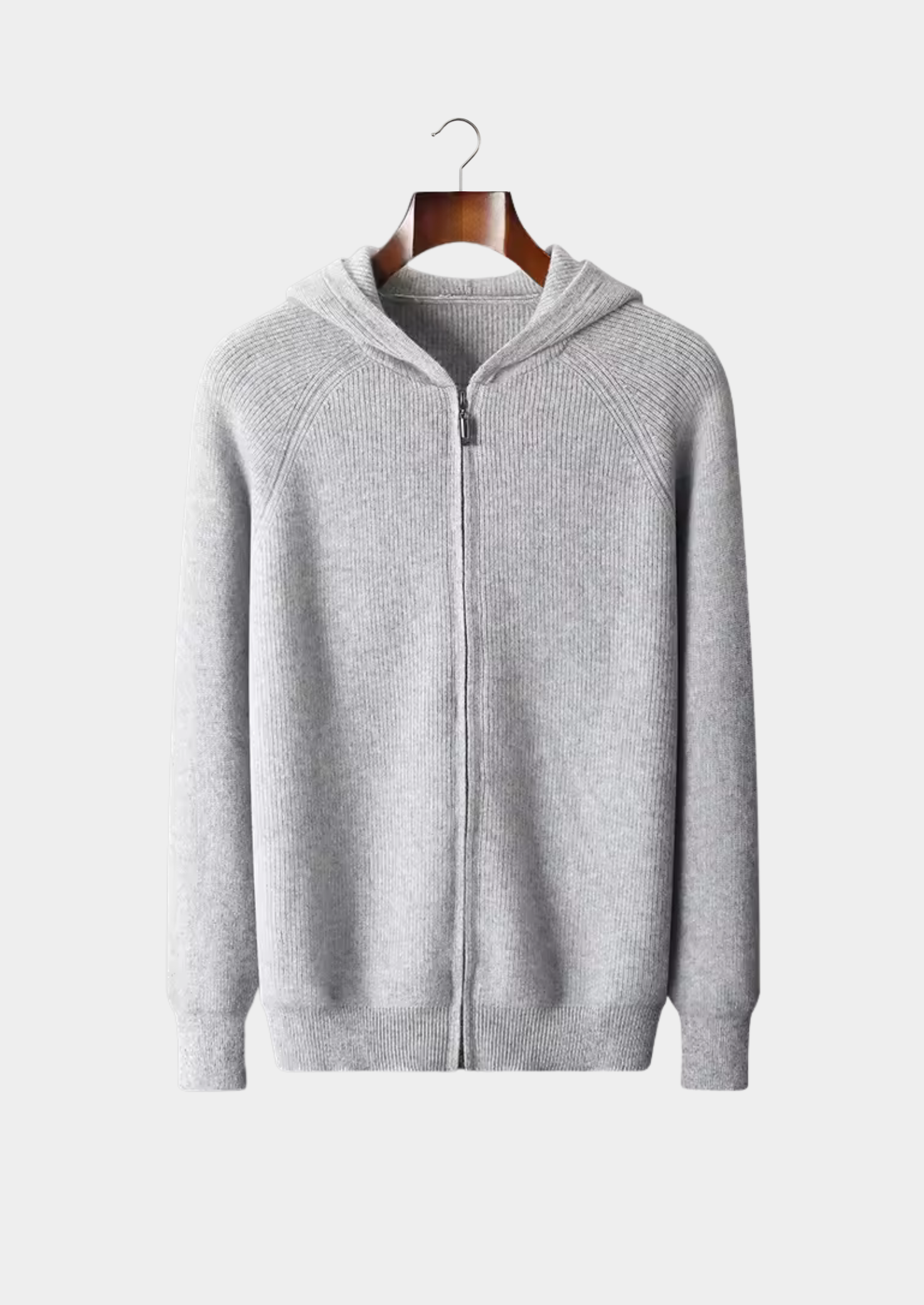Pure Merino Wool Ribbed Zip Hoodie