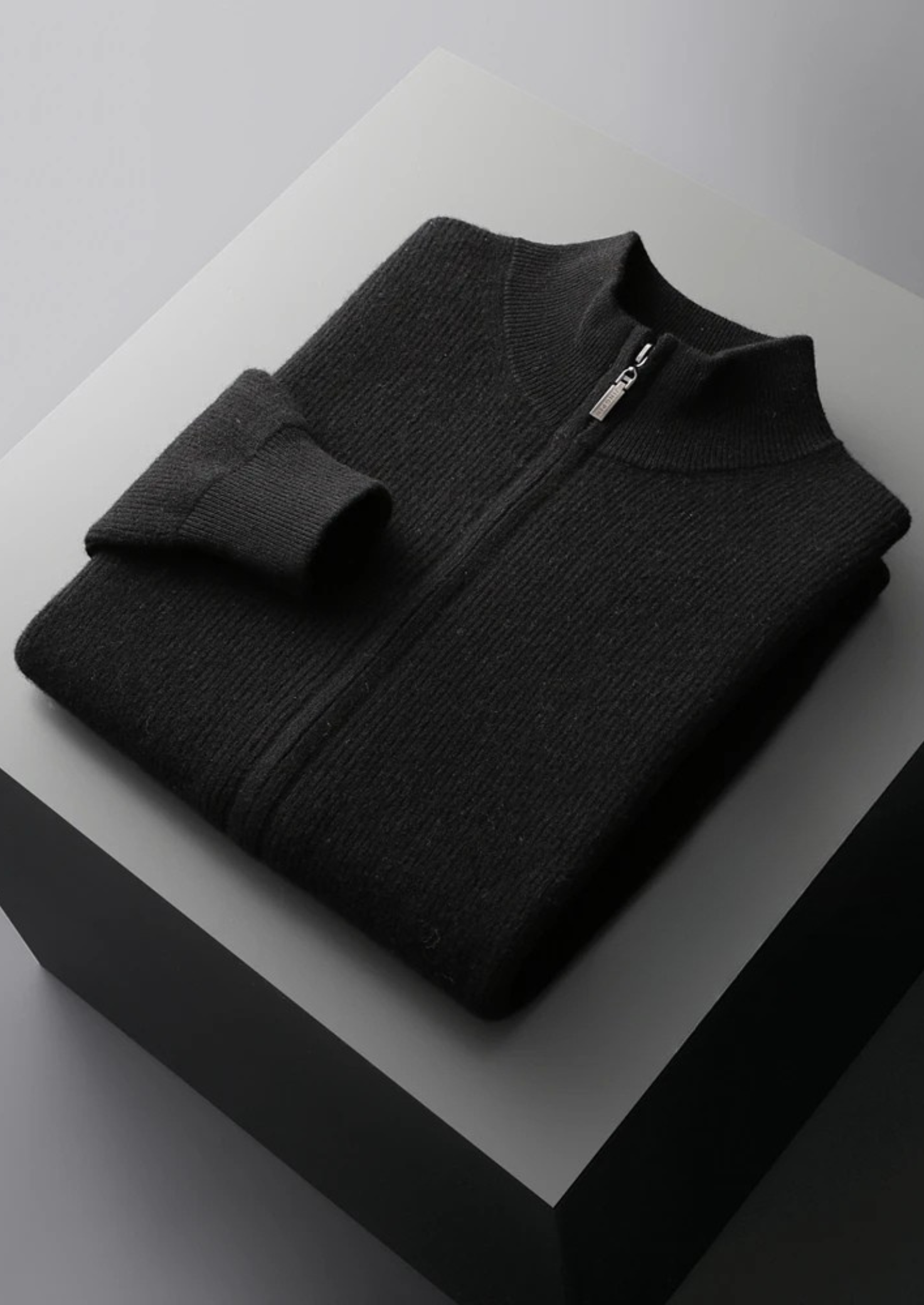 Pure Merino Wool Ribbed Zip Cardigan