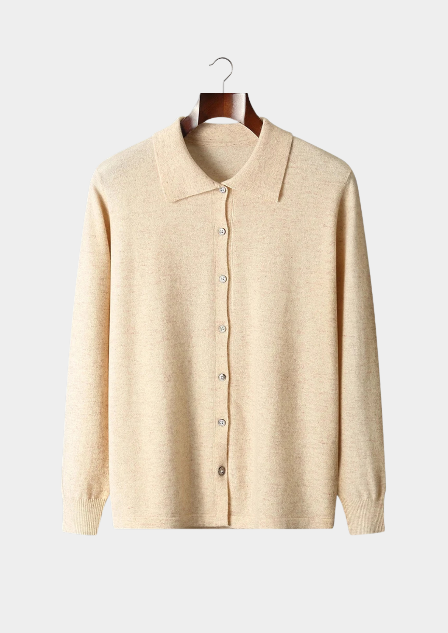 Pure Merino Wool Button Polo Cardigan
