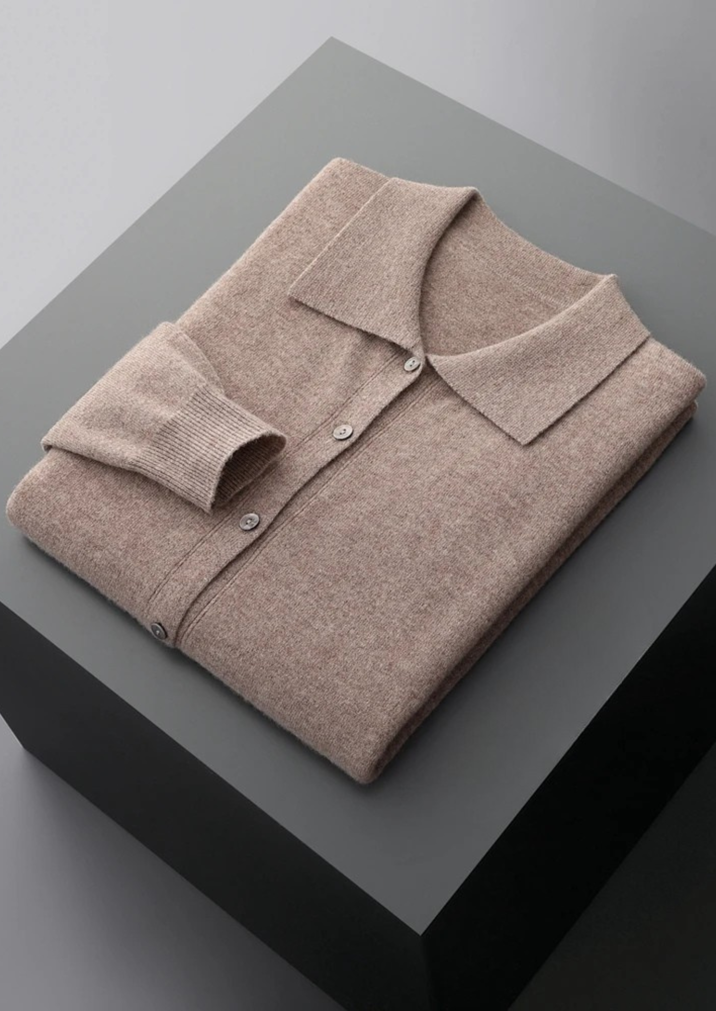 Pure Merino Wool Button Polo Cardigan