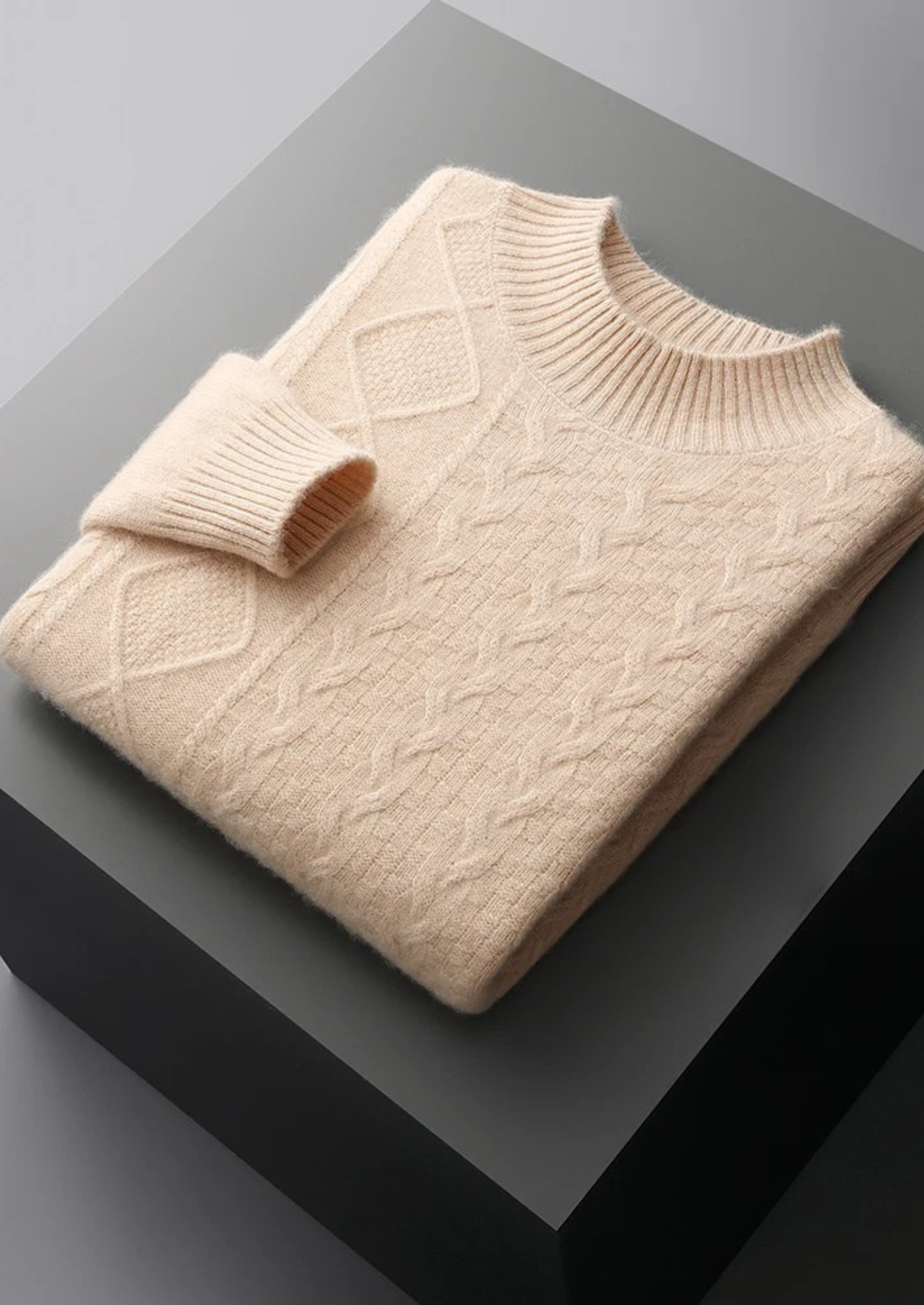 Pure Merino Wool Jacquard Mockneck