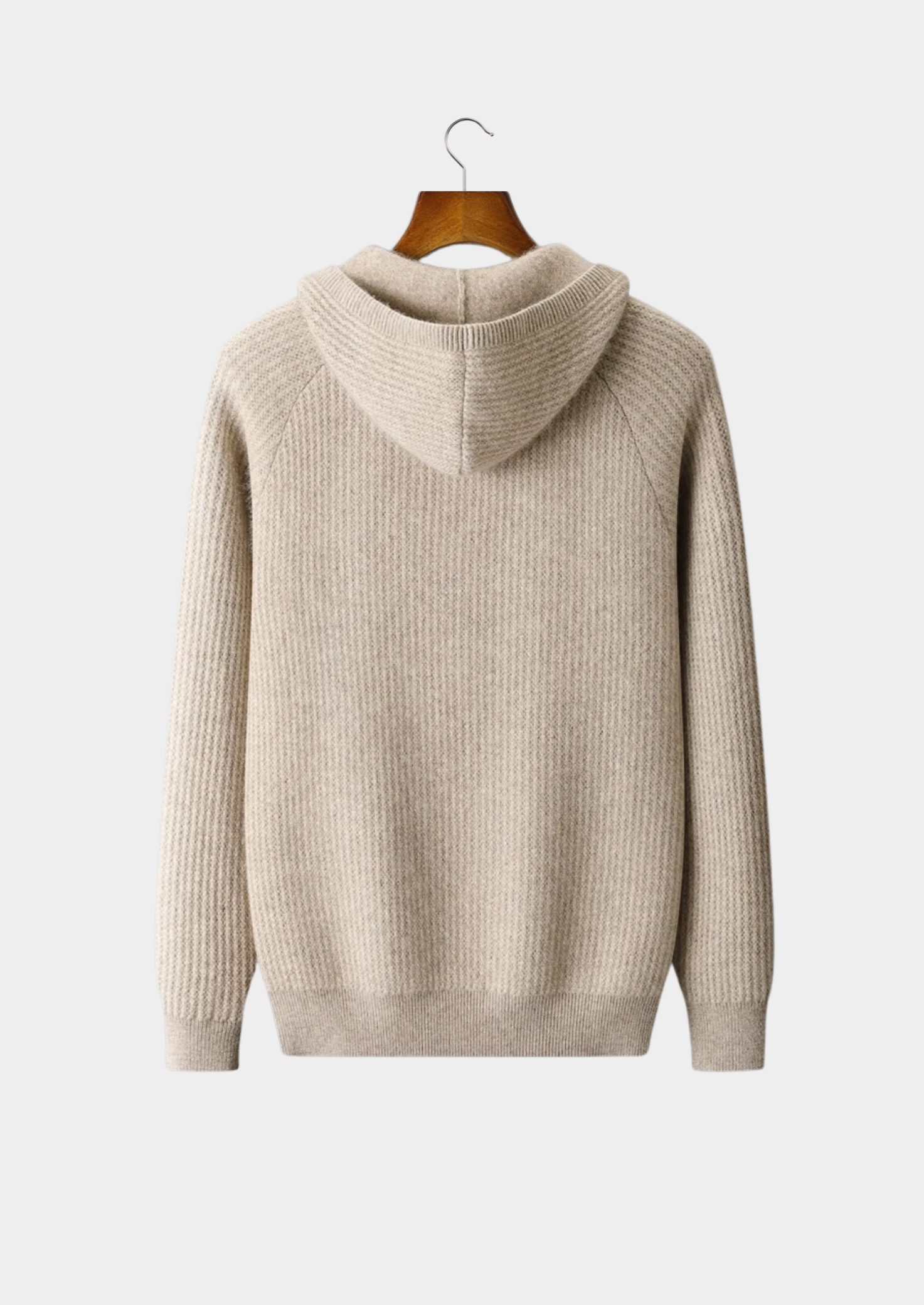 Pure Merino Wool Ribbed Zipper Hoodie