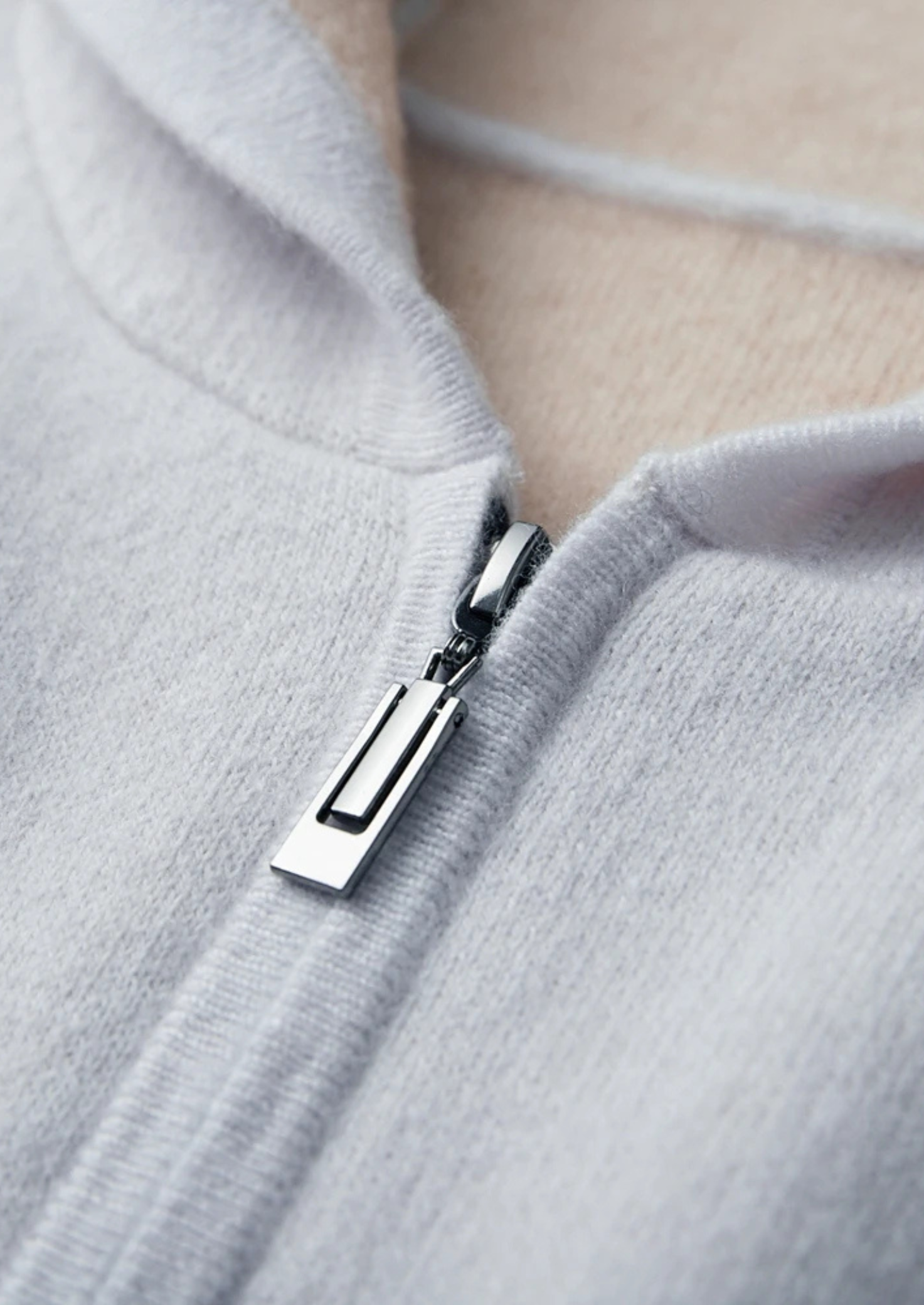 Cashmere Two-Tone Zipper Hoodie