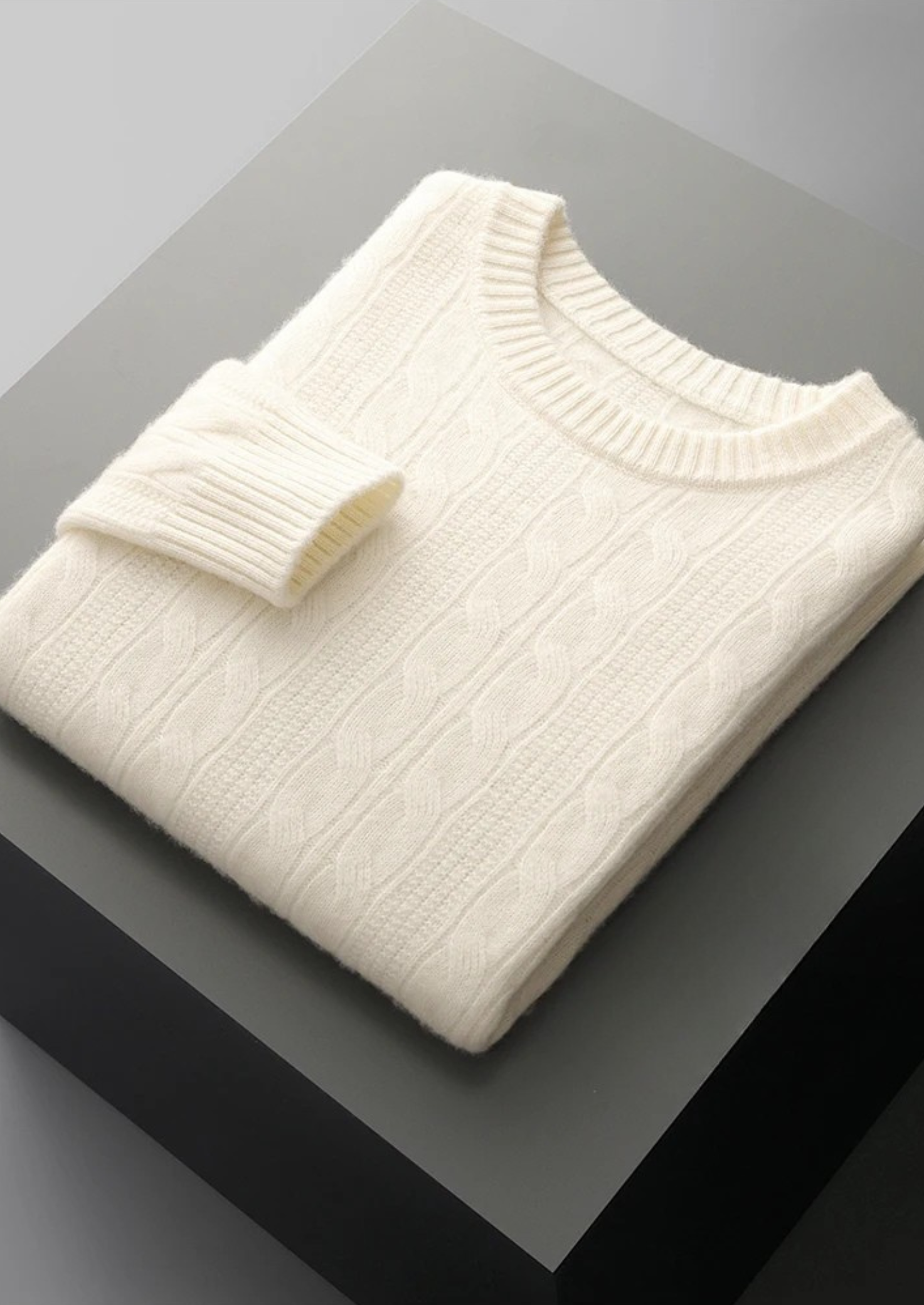 Pure Merino Wool Cable Crewneck