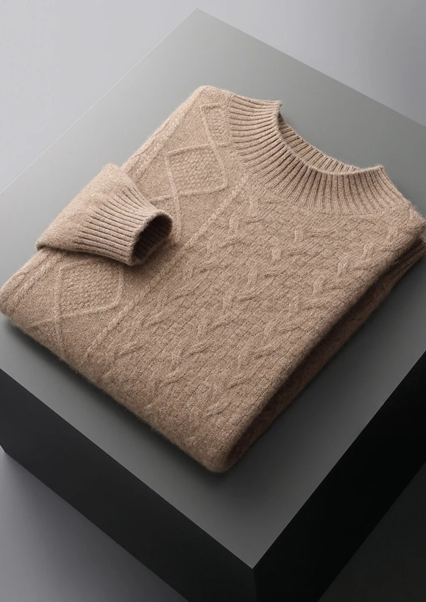 Pure Merino Wool Jacquard Mockneck