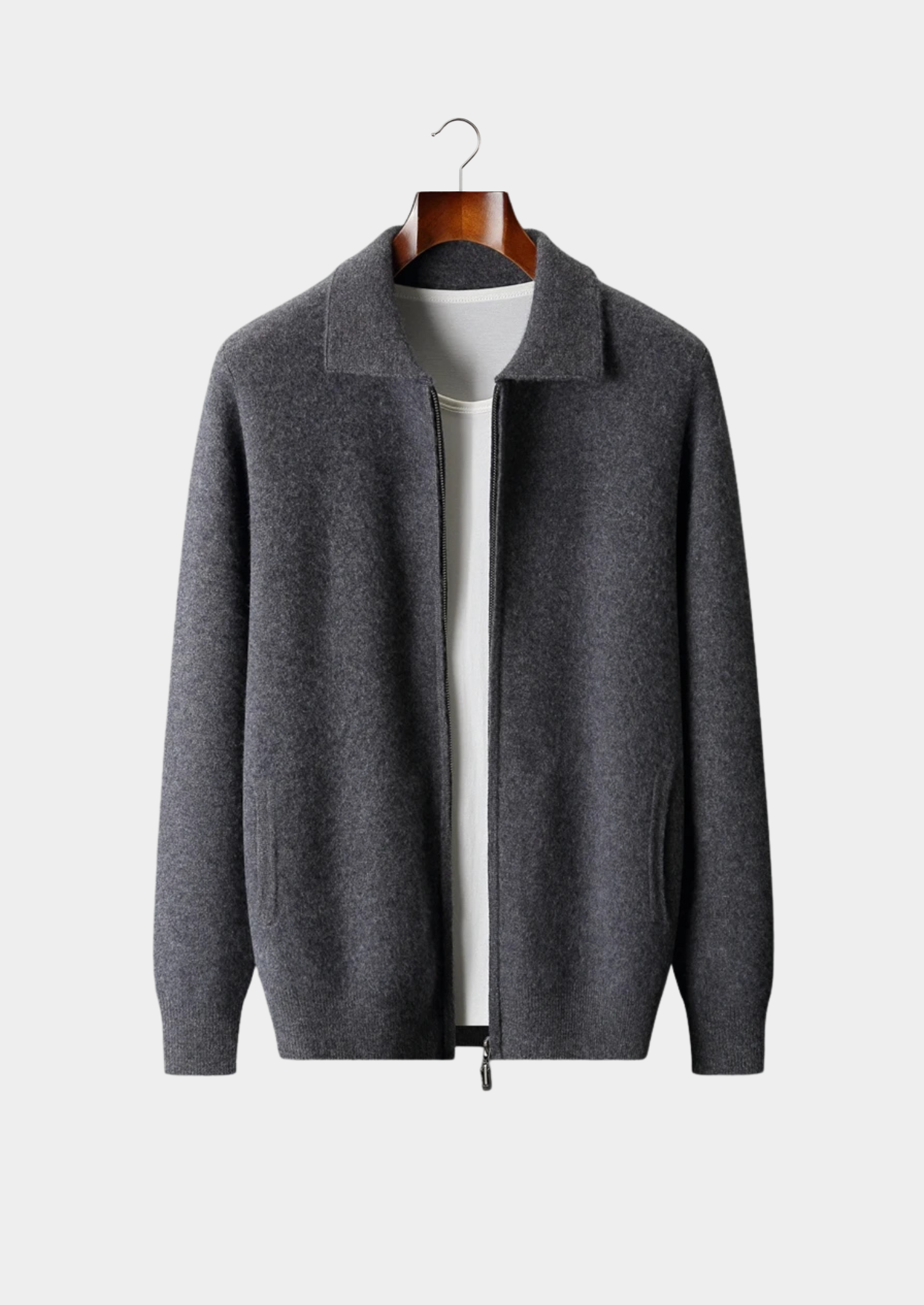 Cashmere Zip Polo Cardigan