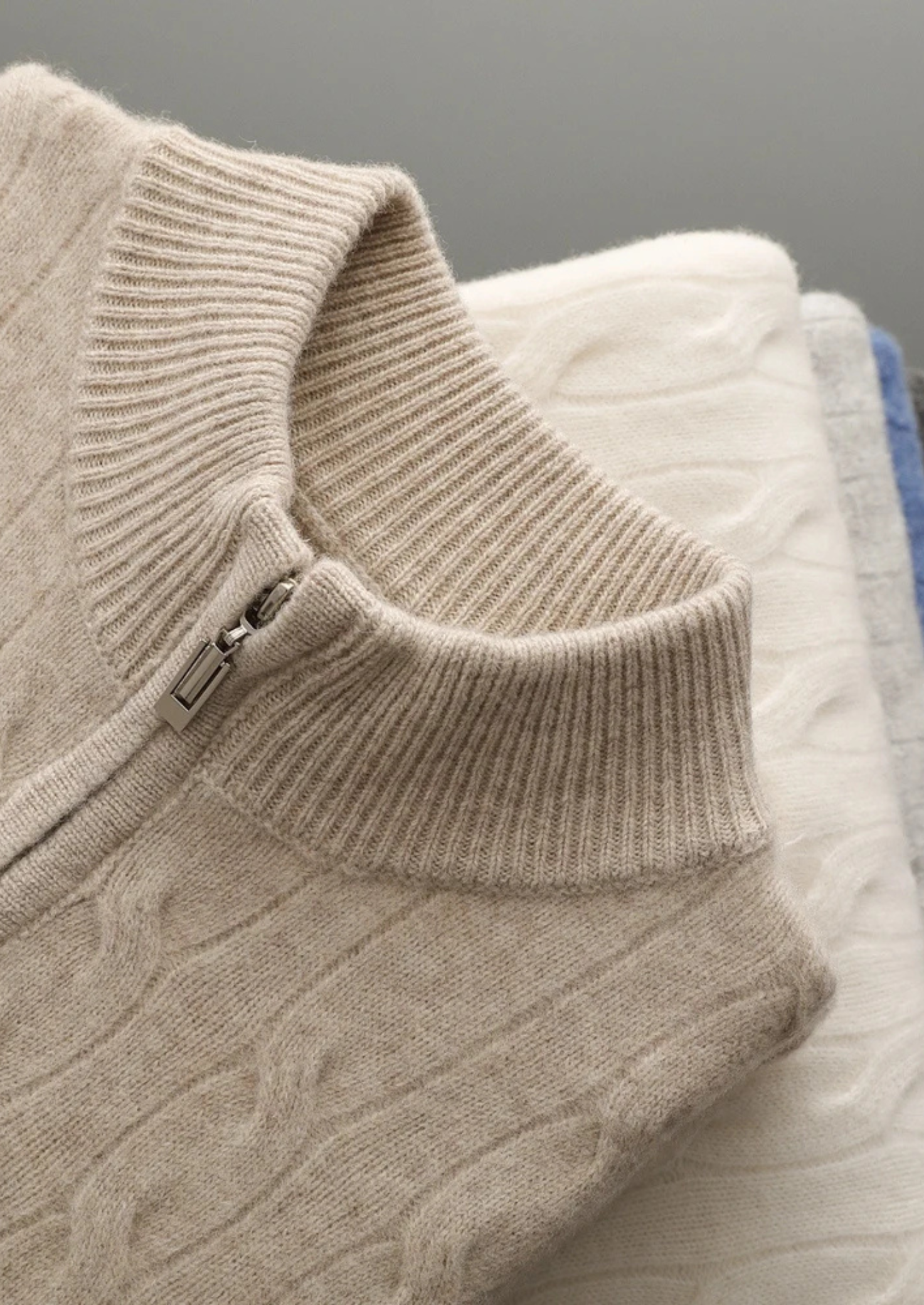 Pure Merino Wool Cable Half Zip