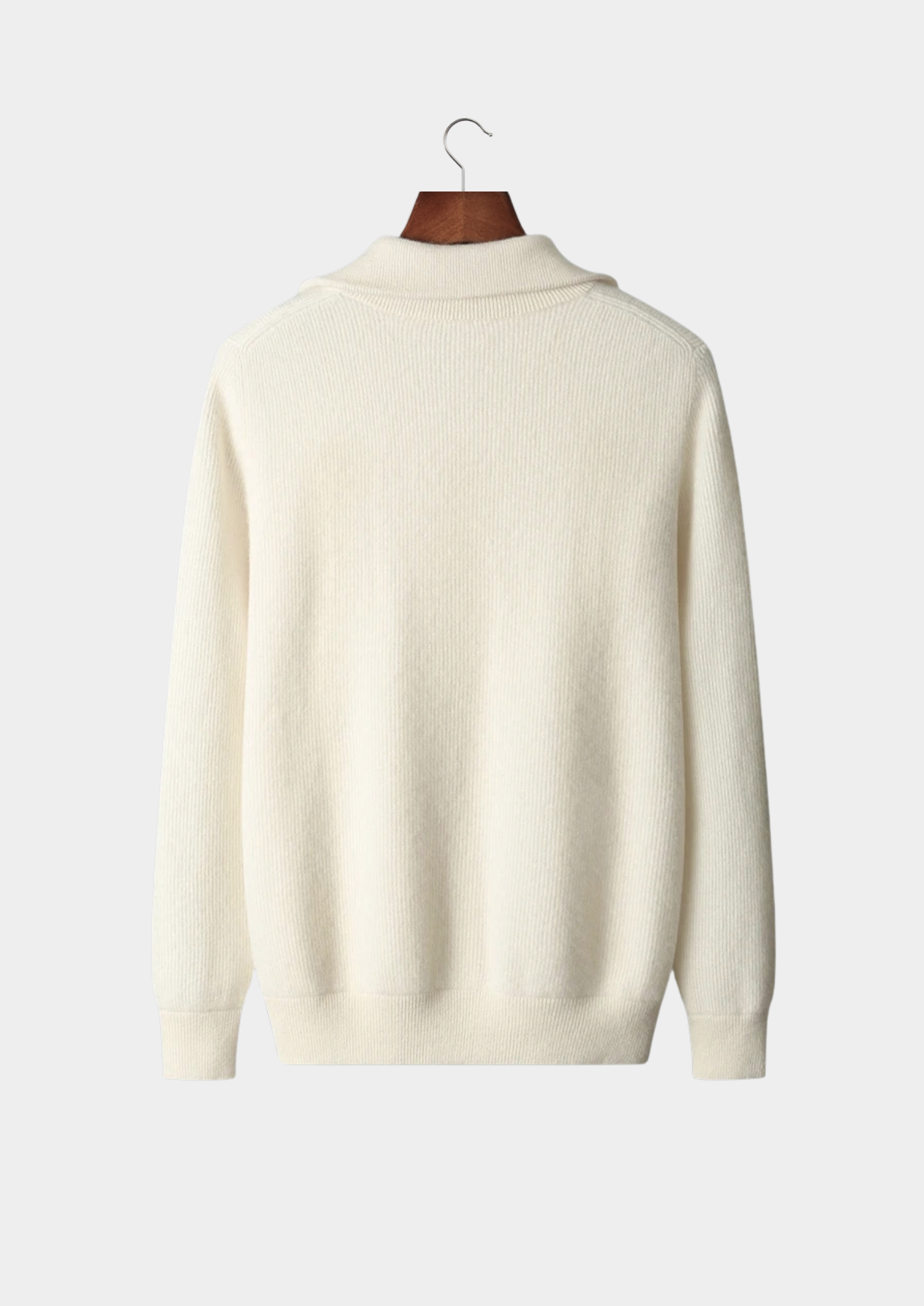 Pure Merino Wool Ribbed Zipper Cardigan