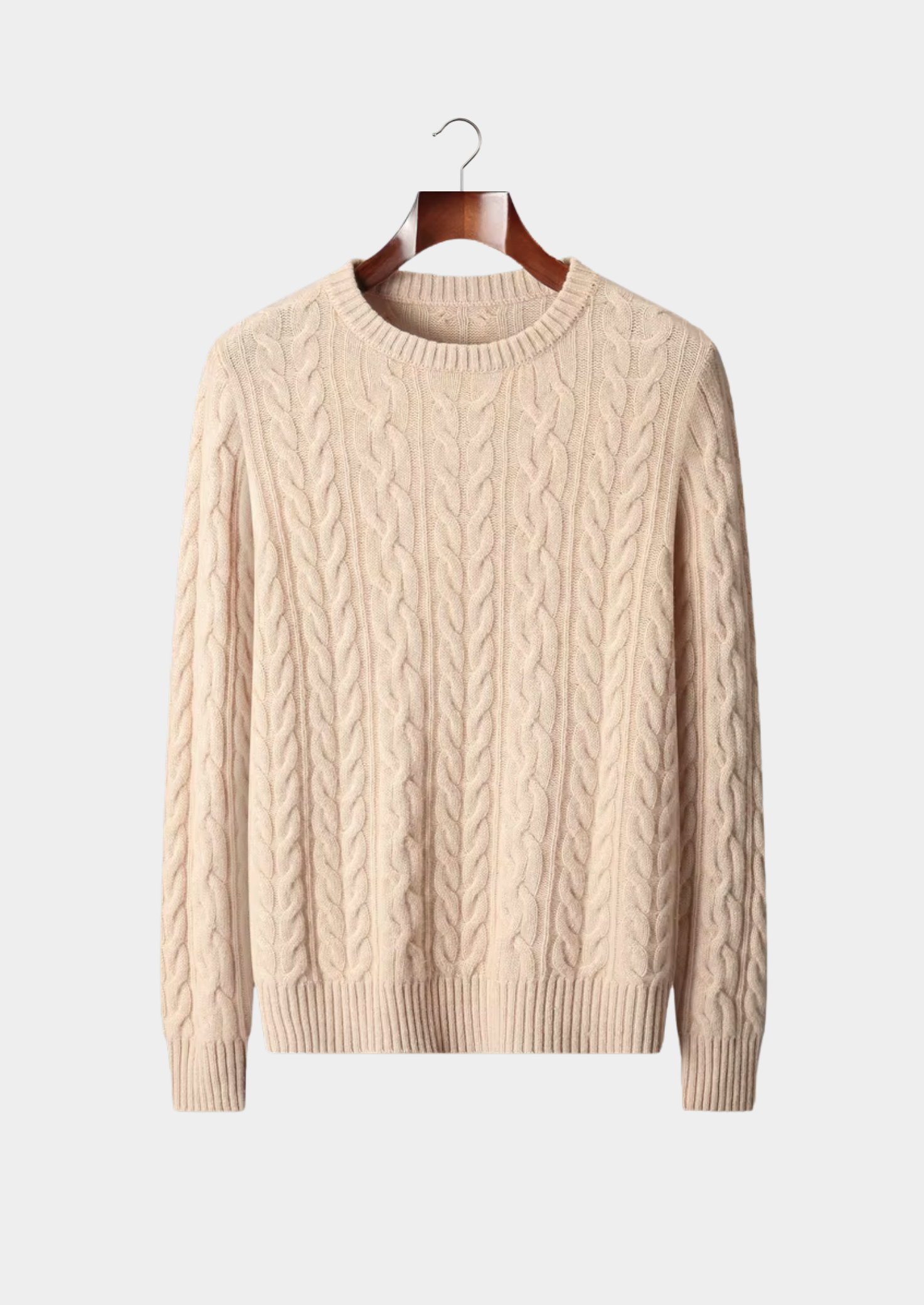 Pure Merino Wool Cable Knit Crewneck