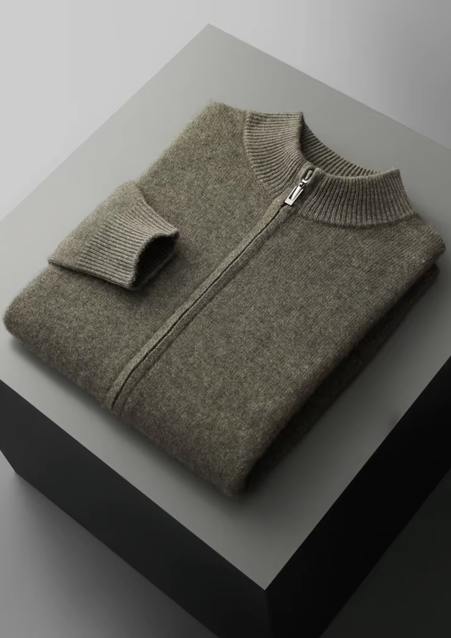 Pure Merino Wool Zipper Cardigan