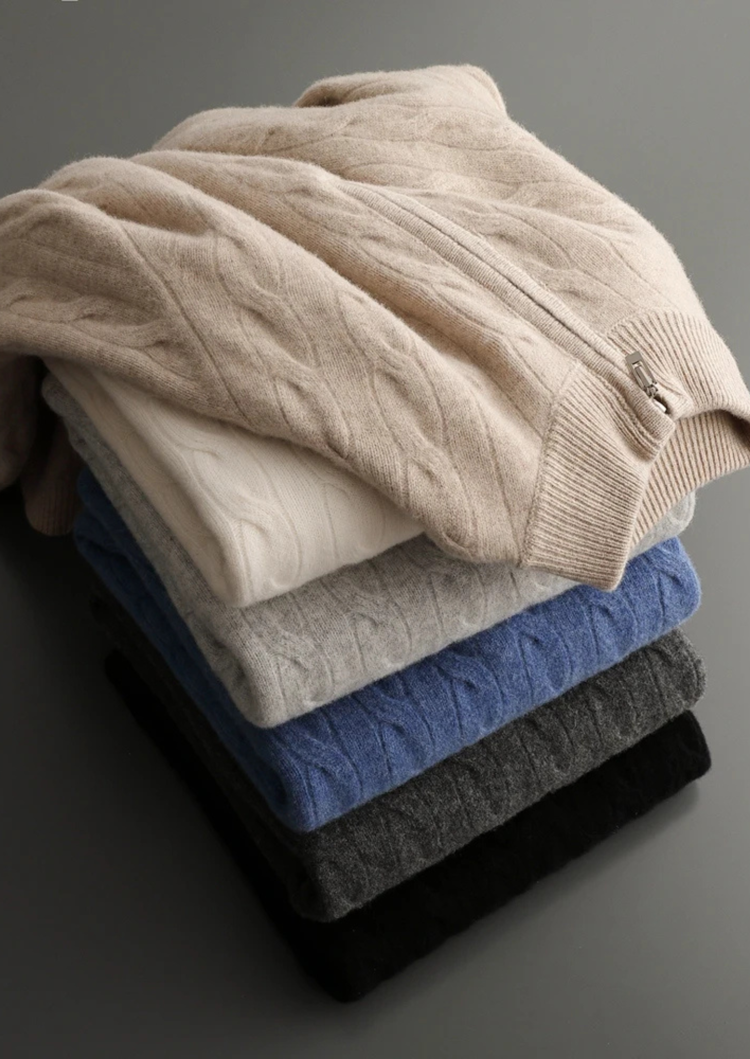 Pure Merino Wool Cable Half Zip