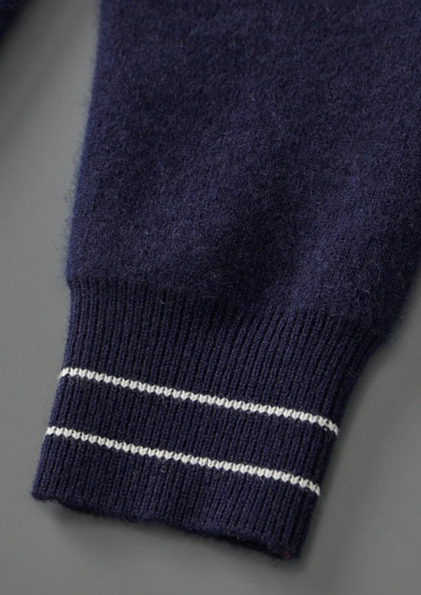 Pure Merino Wool Two-Tone Polo Cardigan