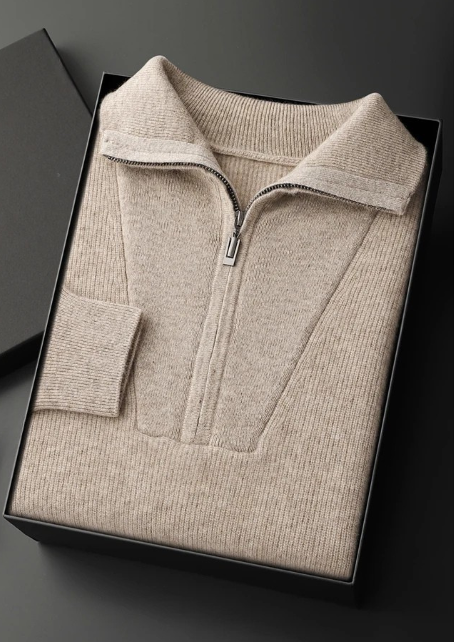 Cashmere Ribbed Half-Zip Sweater