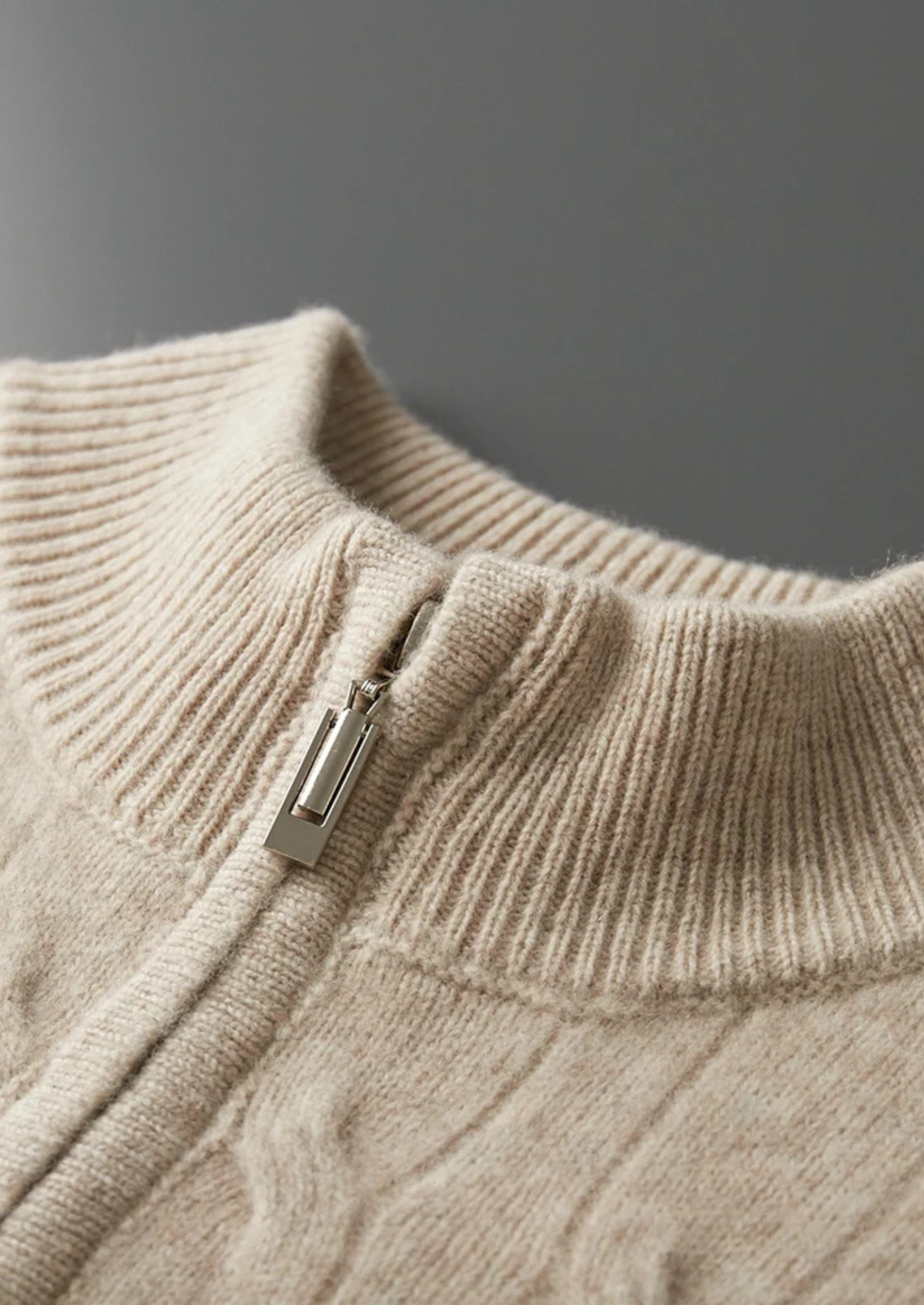 Pure Merino Wool Cable Half Zip
