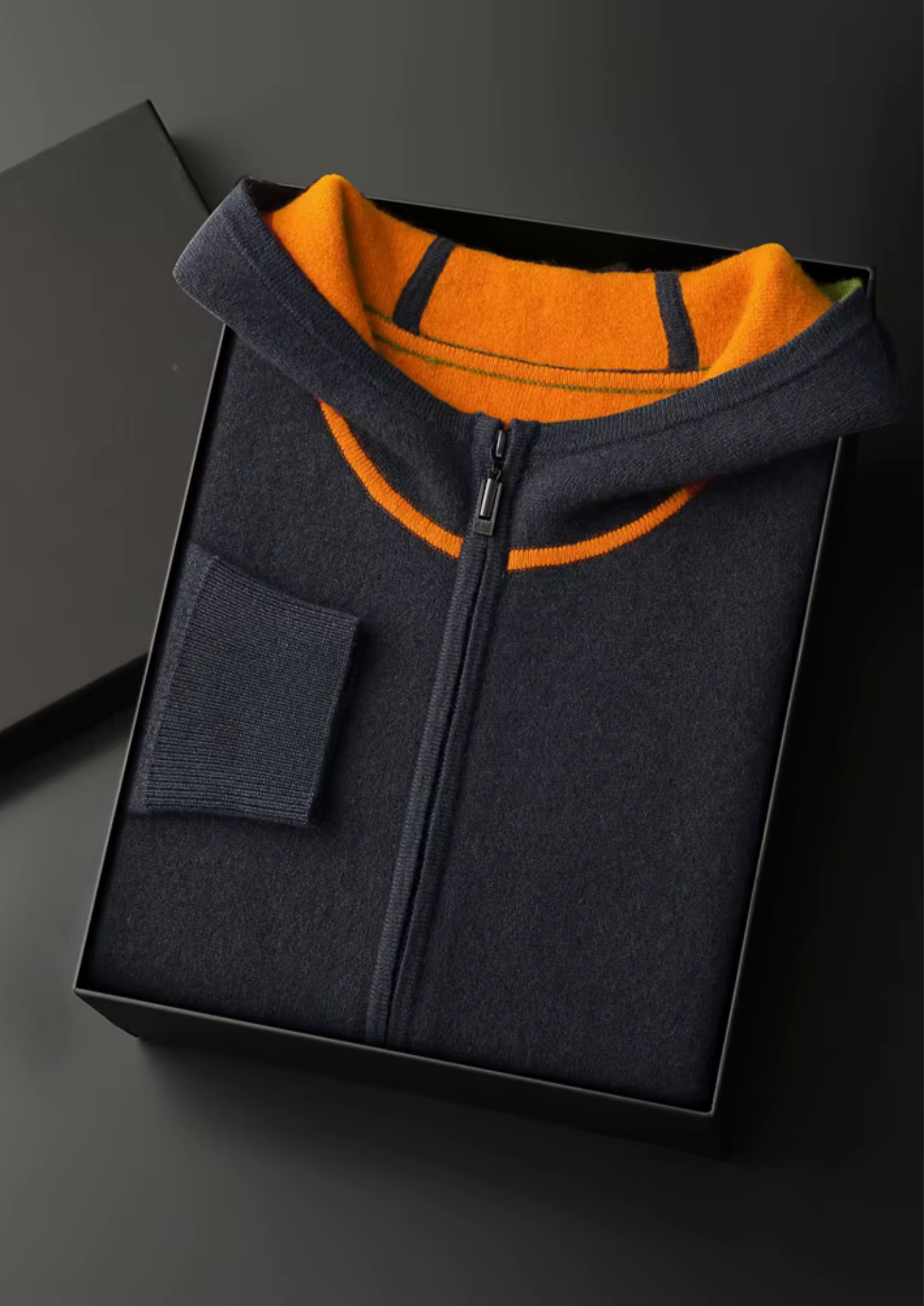 Cashmere Two Tone Zipper Hoodie