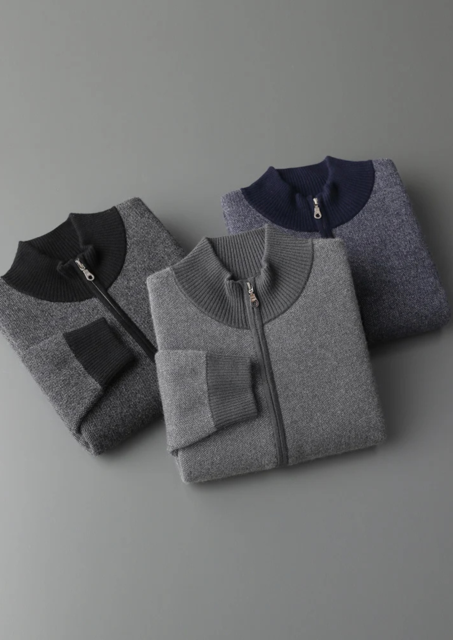 Cashmere Jacquard Zip Cardigan