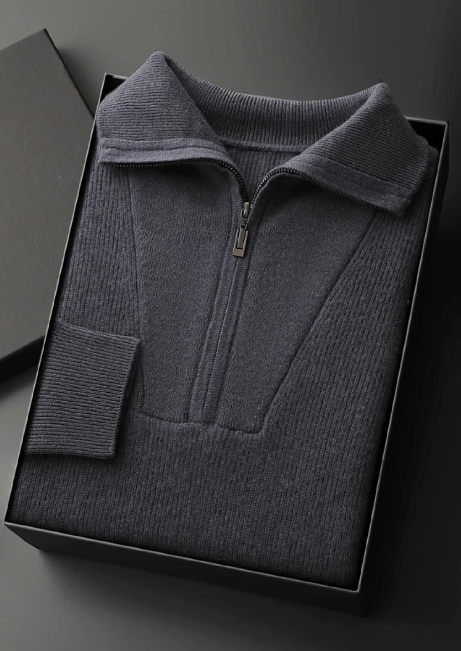 Cashmere Ribbed Half-Zip Sweater