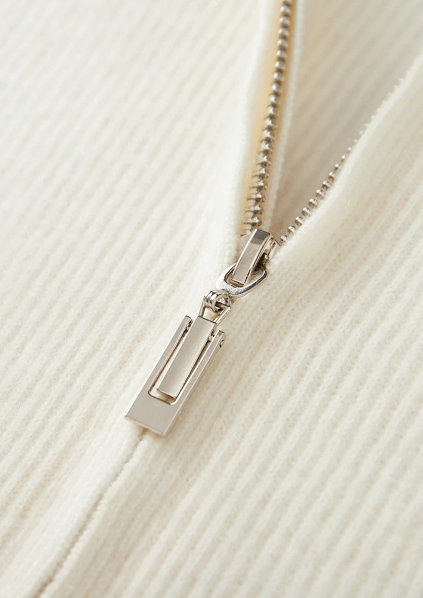 Pure Merino Wool Ribbed Zipper Cardigan