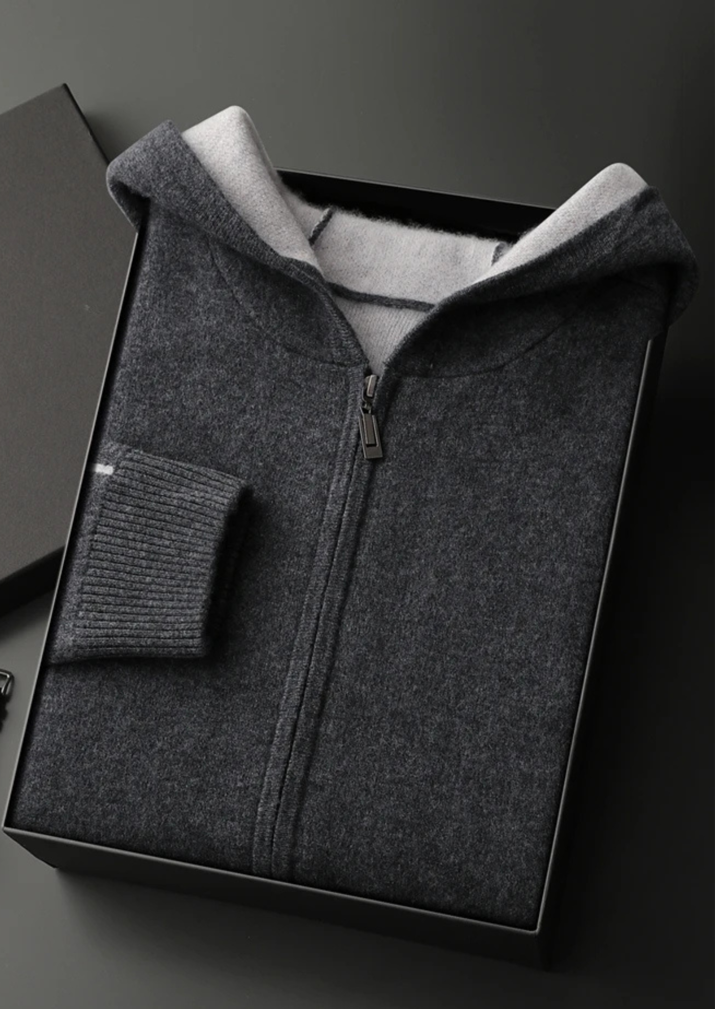 Cashmere Two-Tone Zipper Hoodie