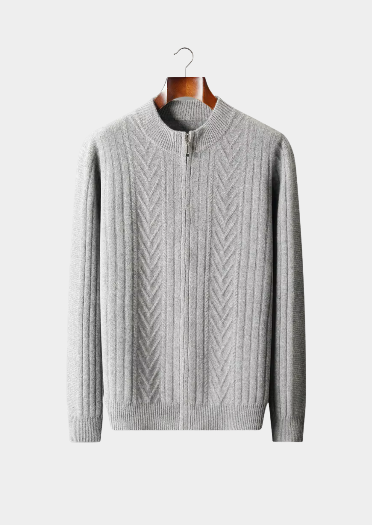 Pure Merino Wool Patterned Zip Cardigan