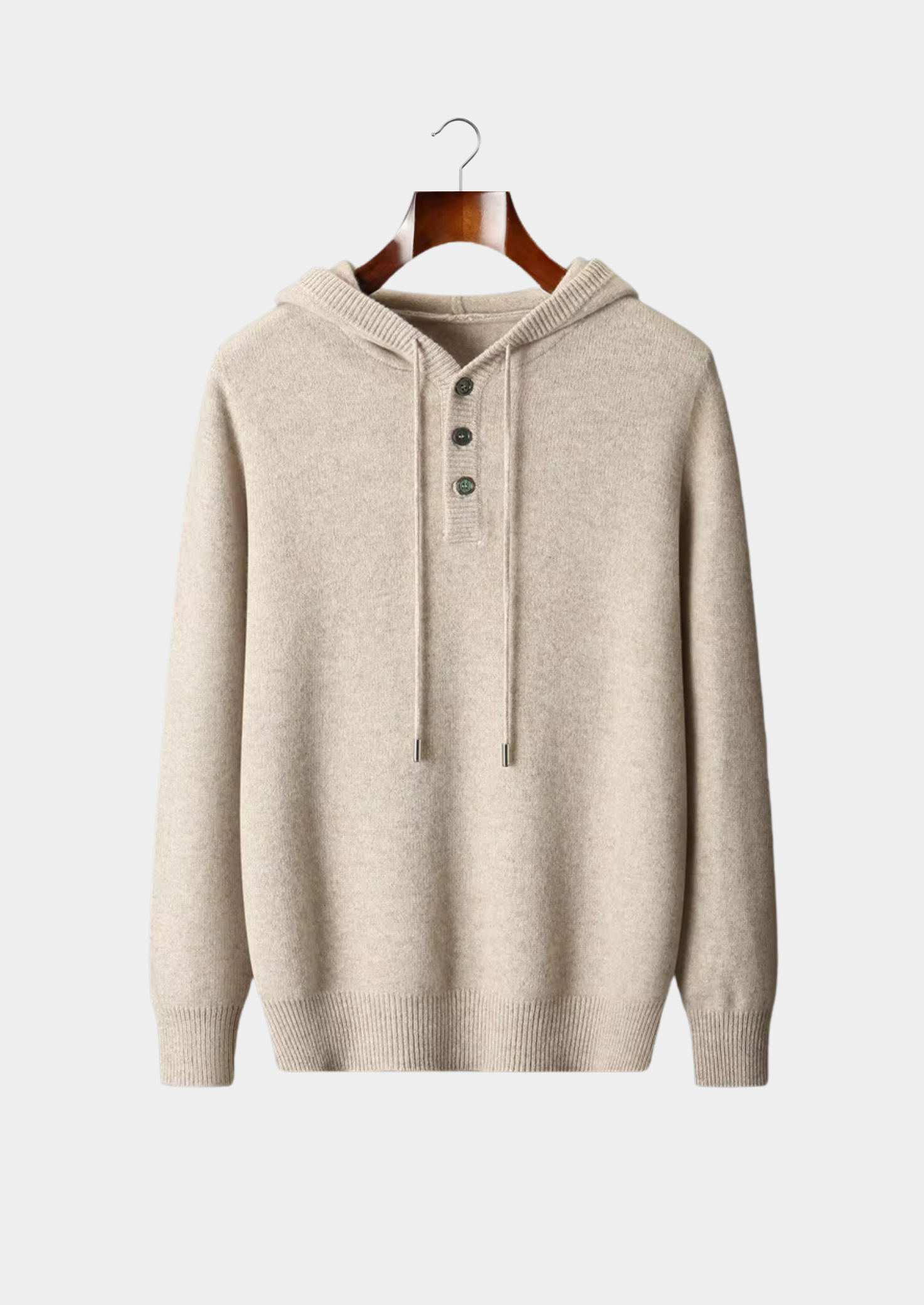 Pure Merino Wool Button Hoodie