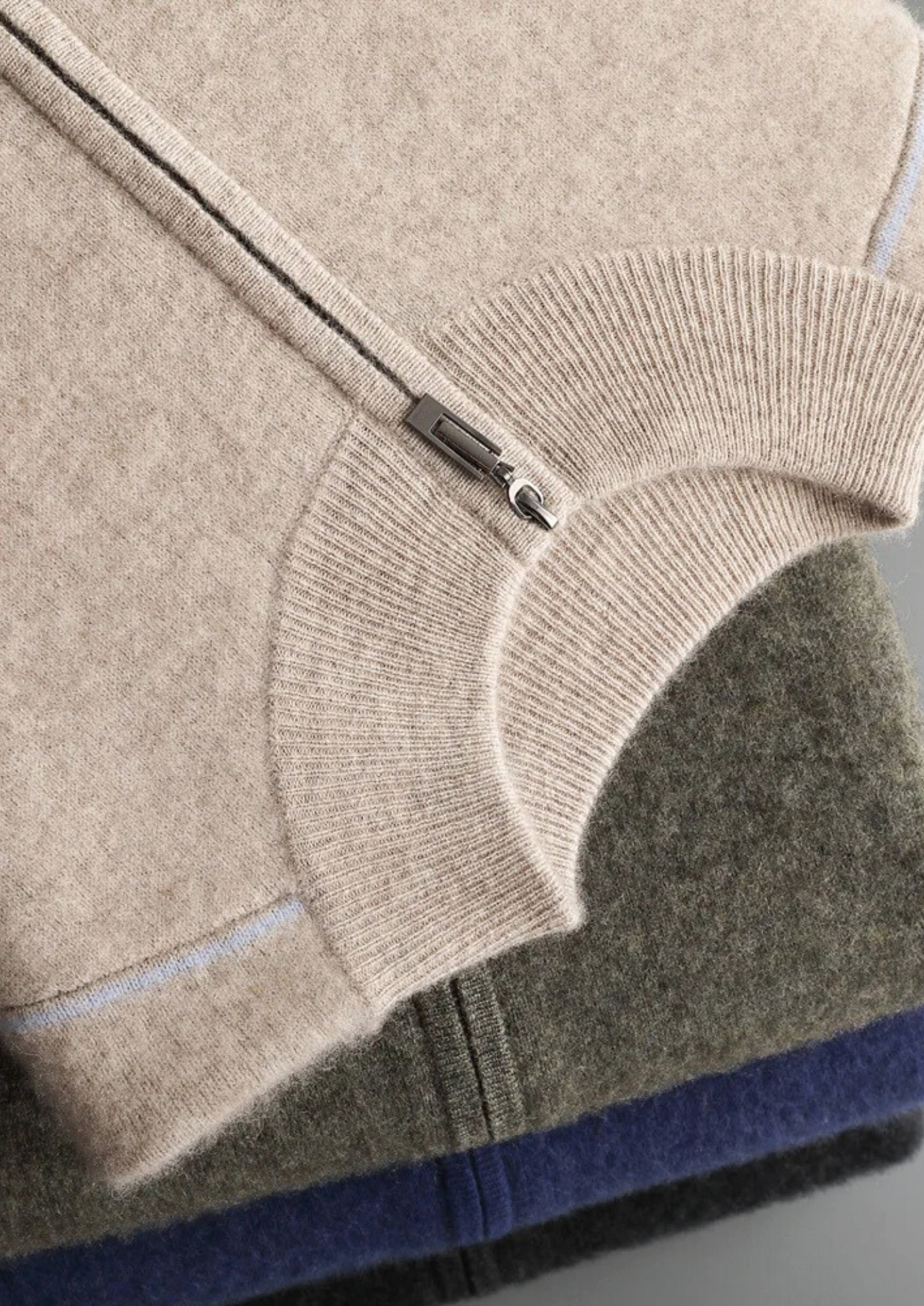 Cashmere Two Tone Zip Cardigan