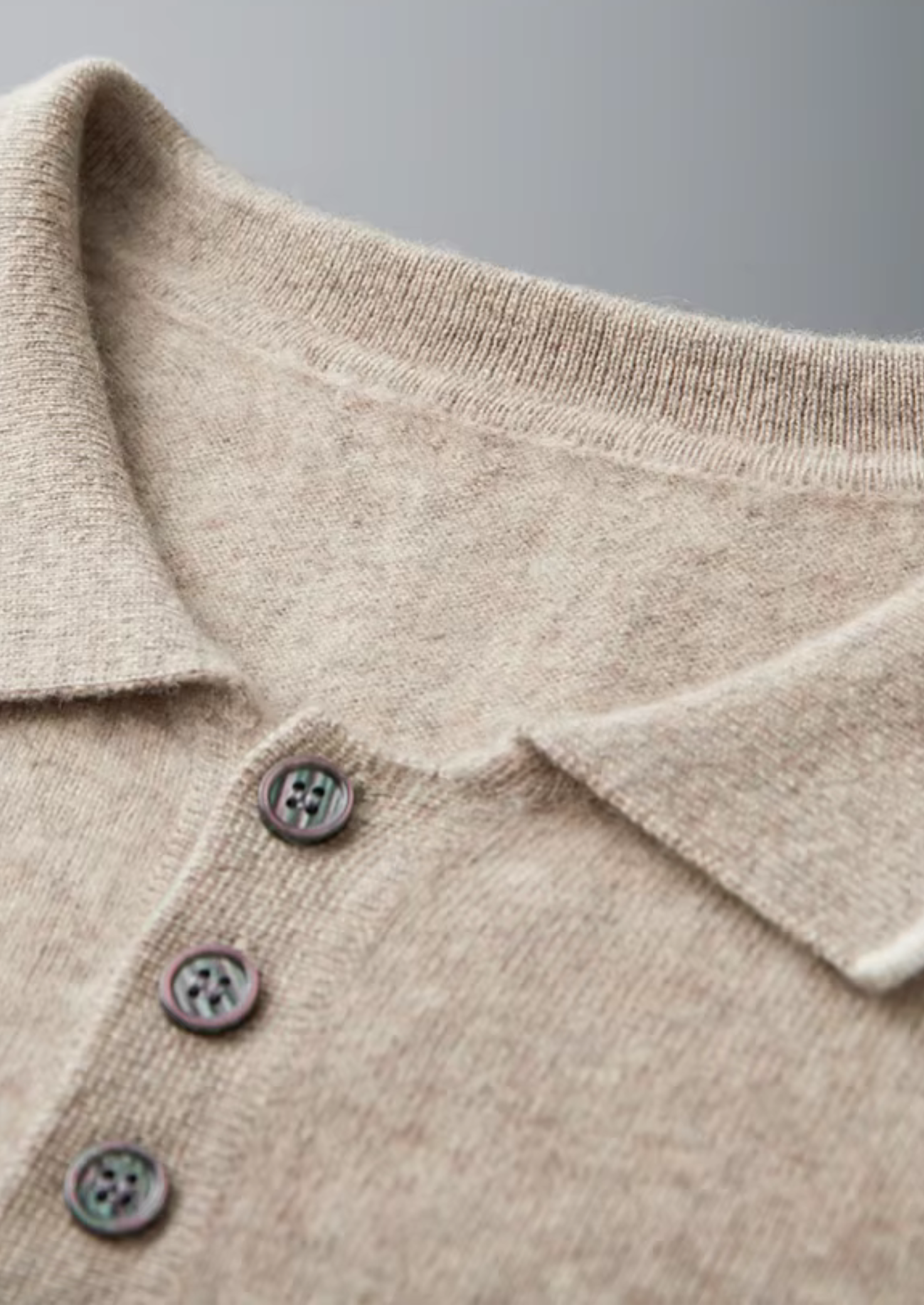 Cashmere Two Tone Button Polo