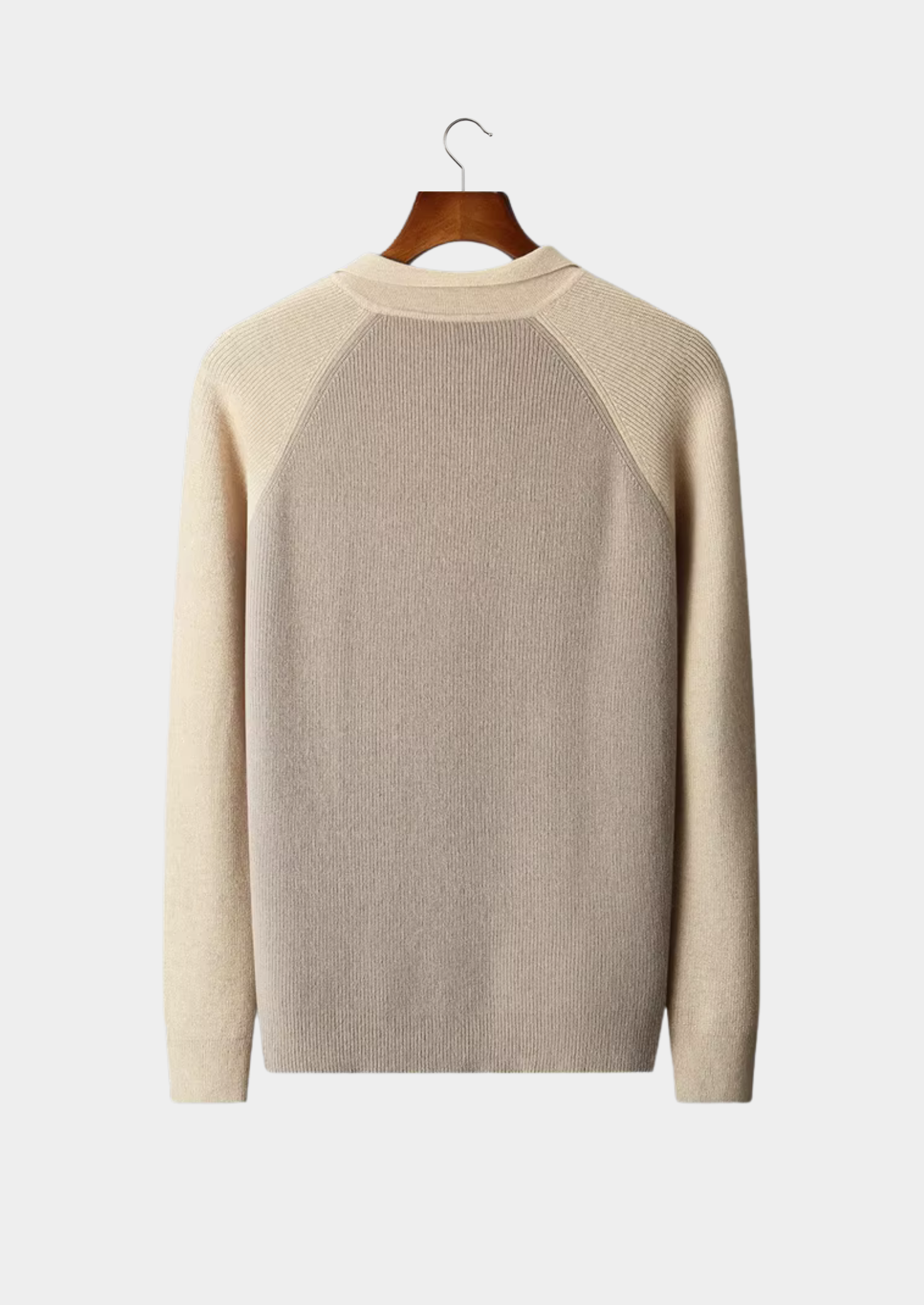 Pure Merino Wool Two Tone Zipper Sweater Polo