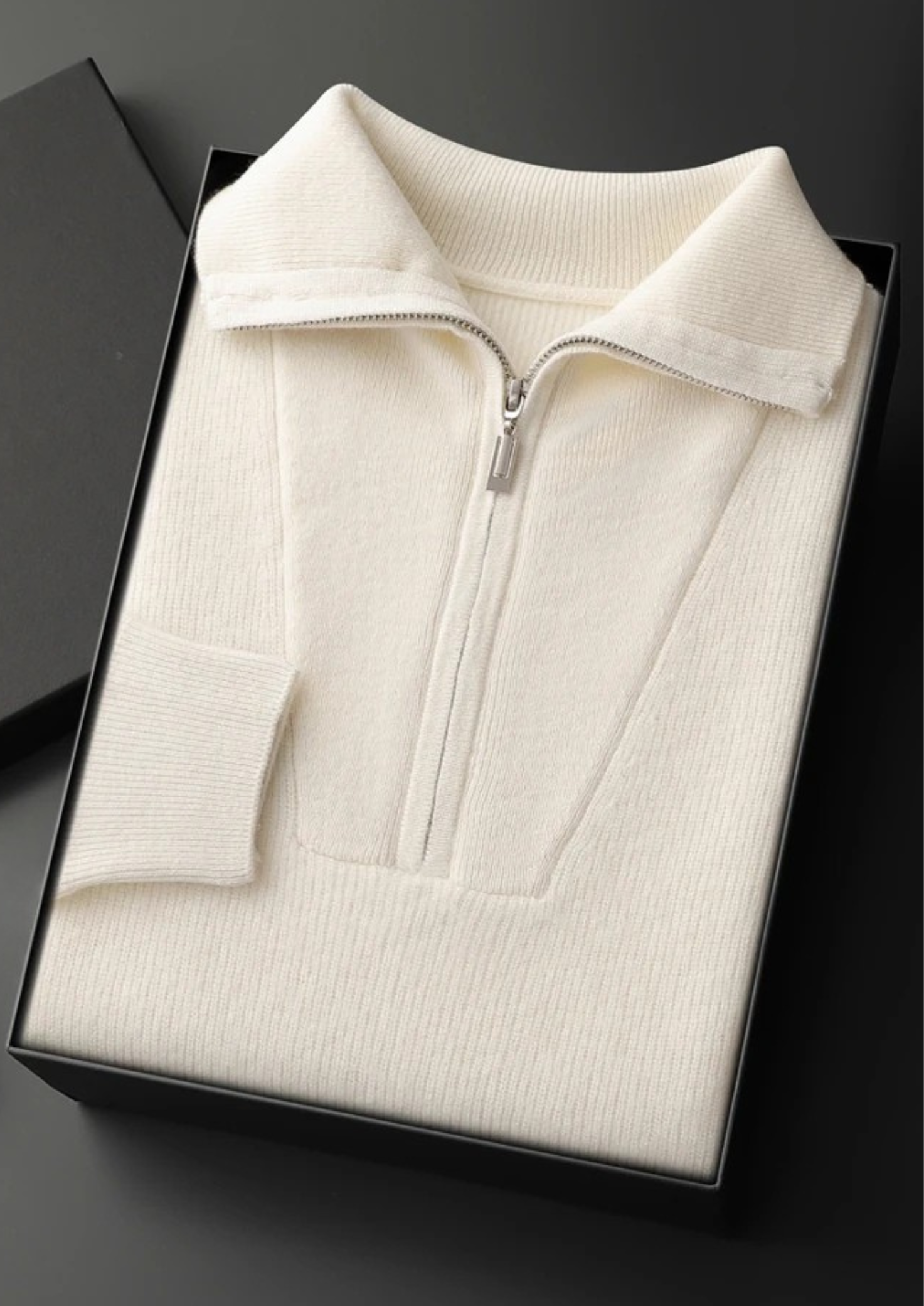 Cashmere Ribbed Half-Zip Sweater