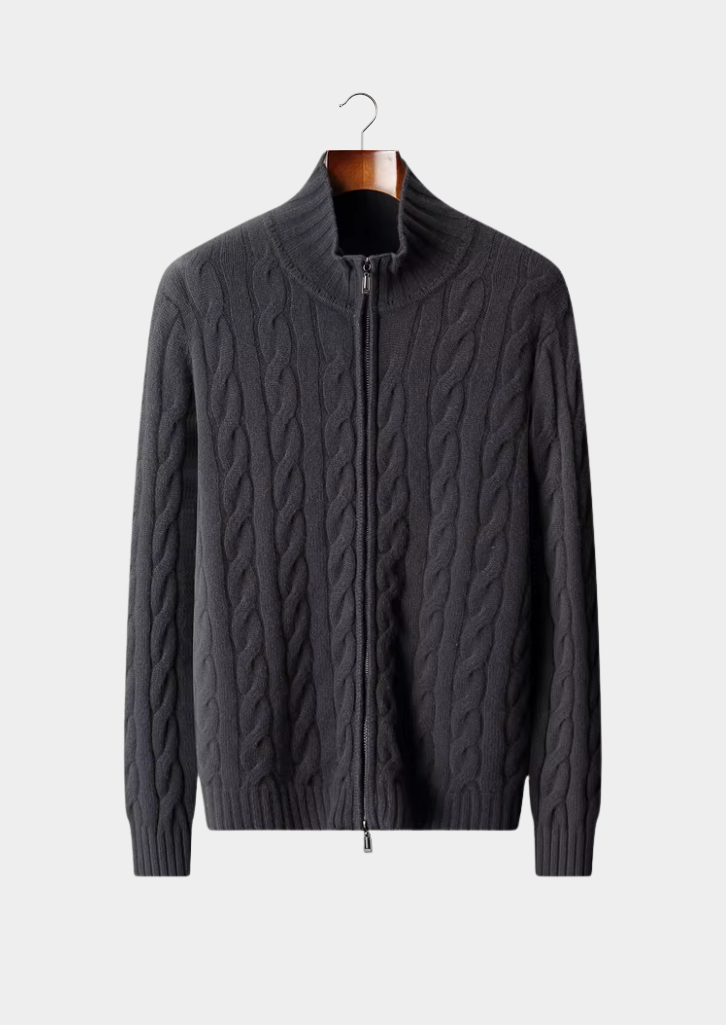 Pure Merino Wool Dual-Zip Cable Cardigan