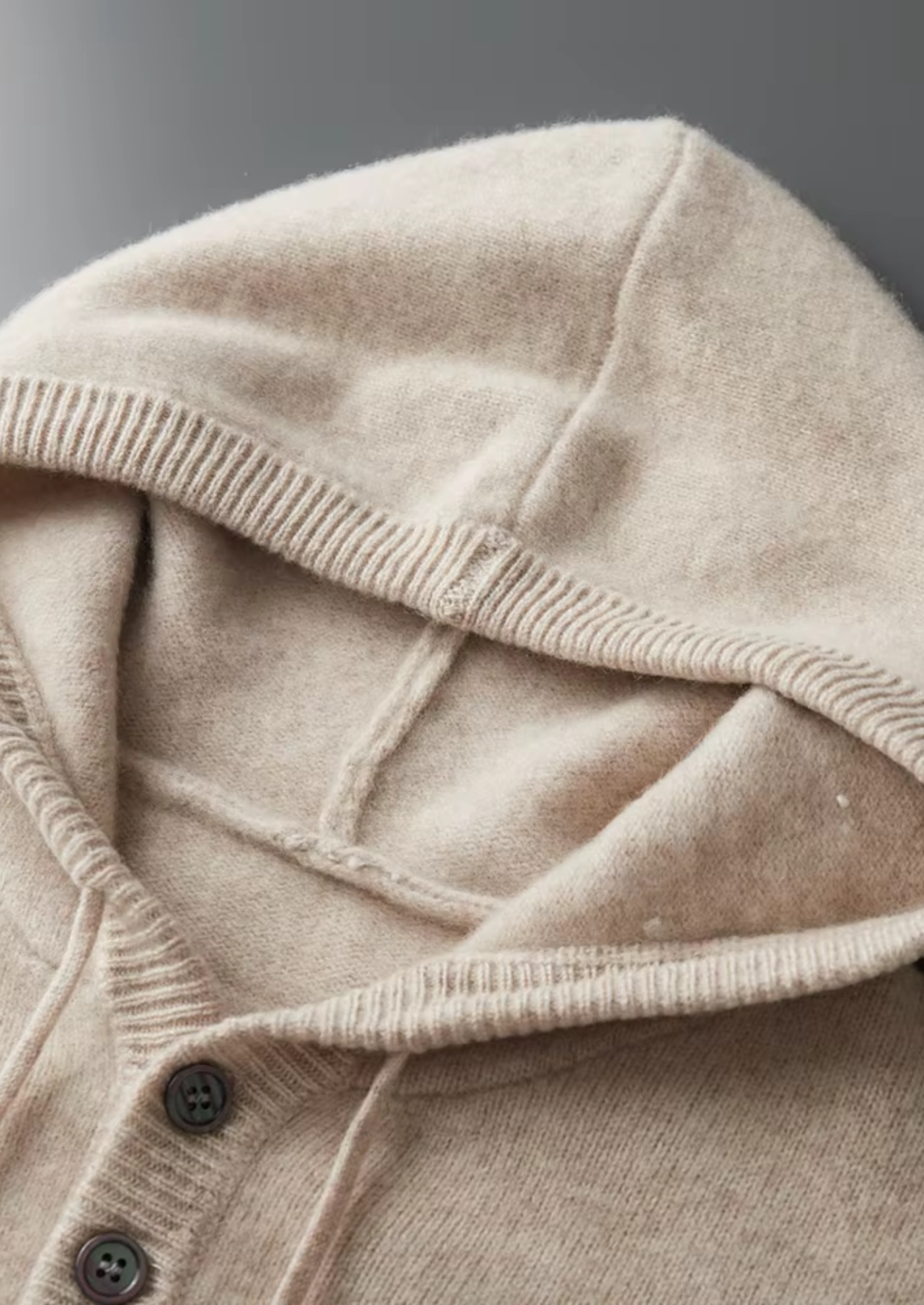 Pure Merino Wool Button Hoodie