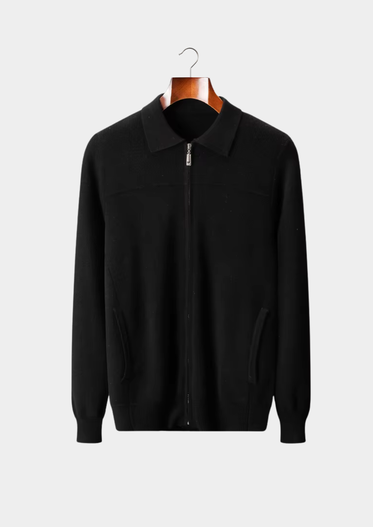 Pure Merino Wool Ribbed Polo Cardigan