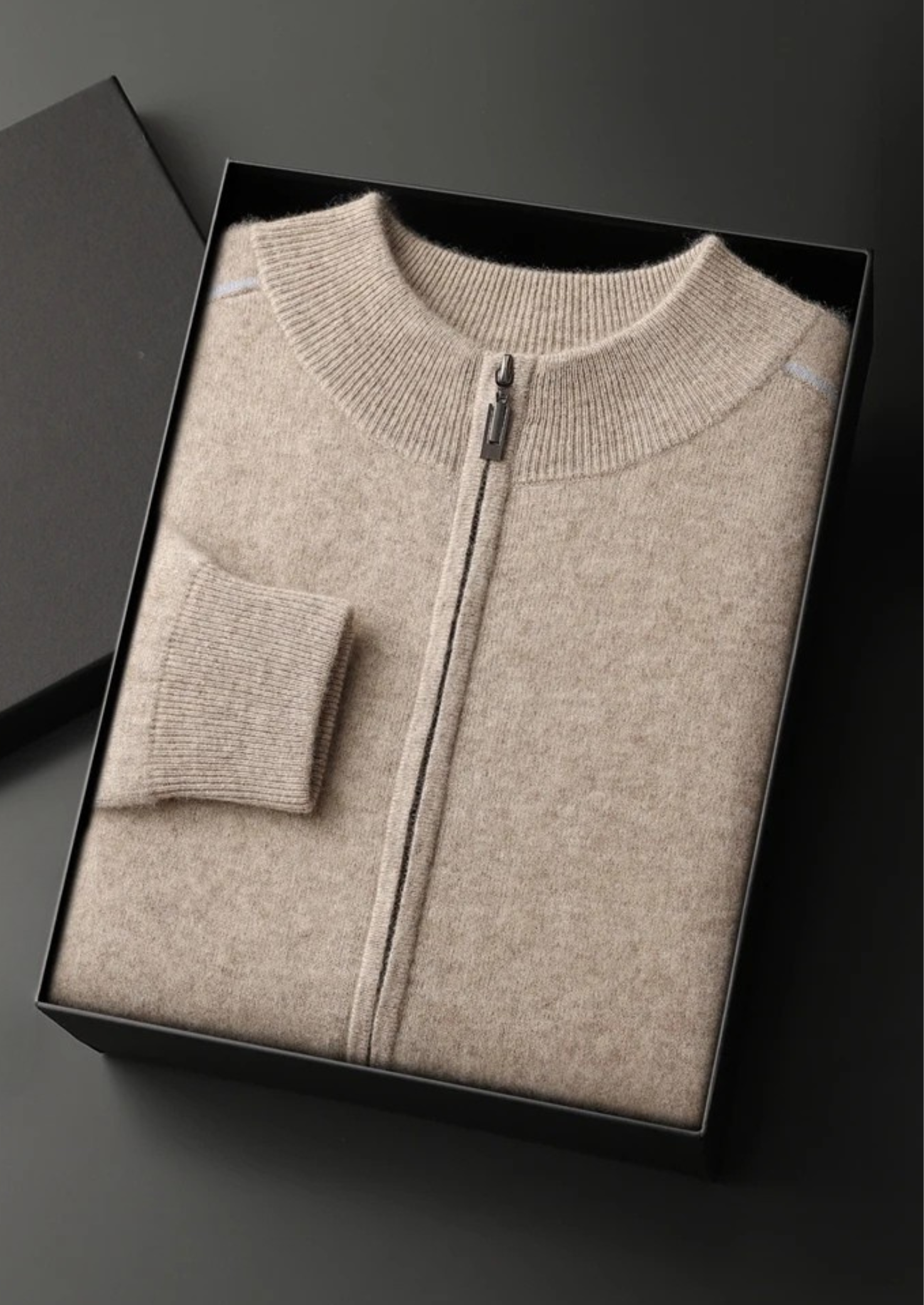 Cashmere Two Tone Zip Cardigan