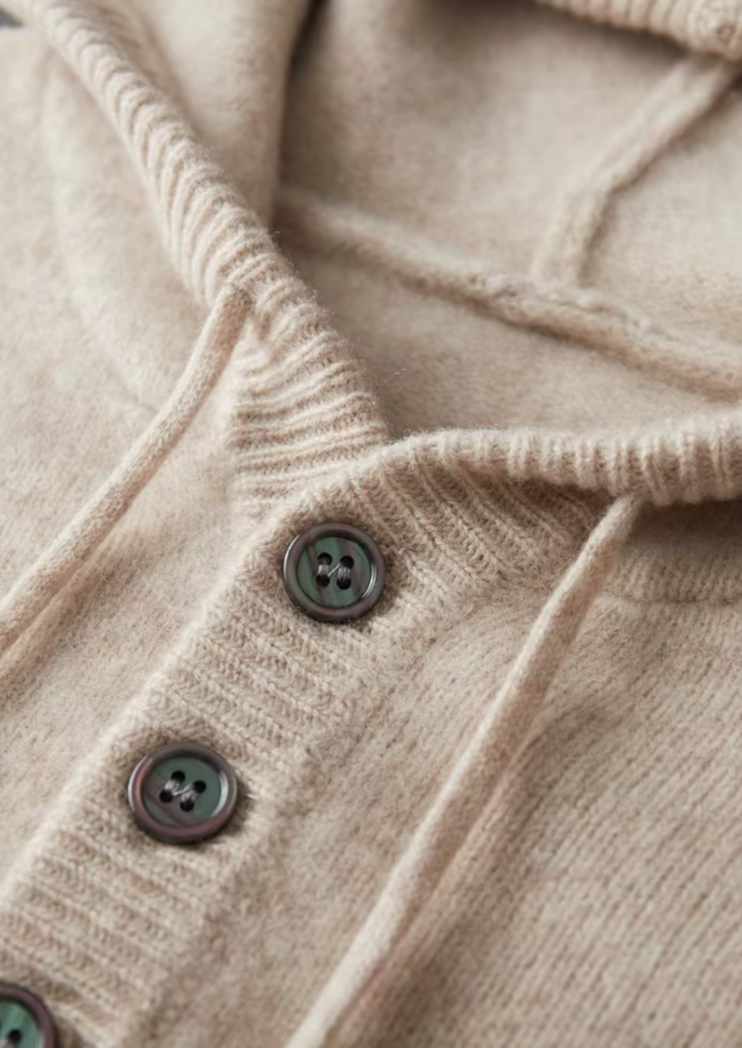 Pure Merino Wool Button Hoodie