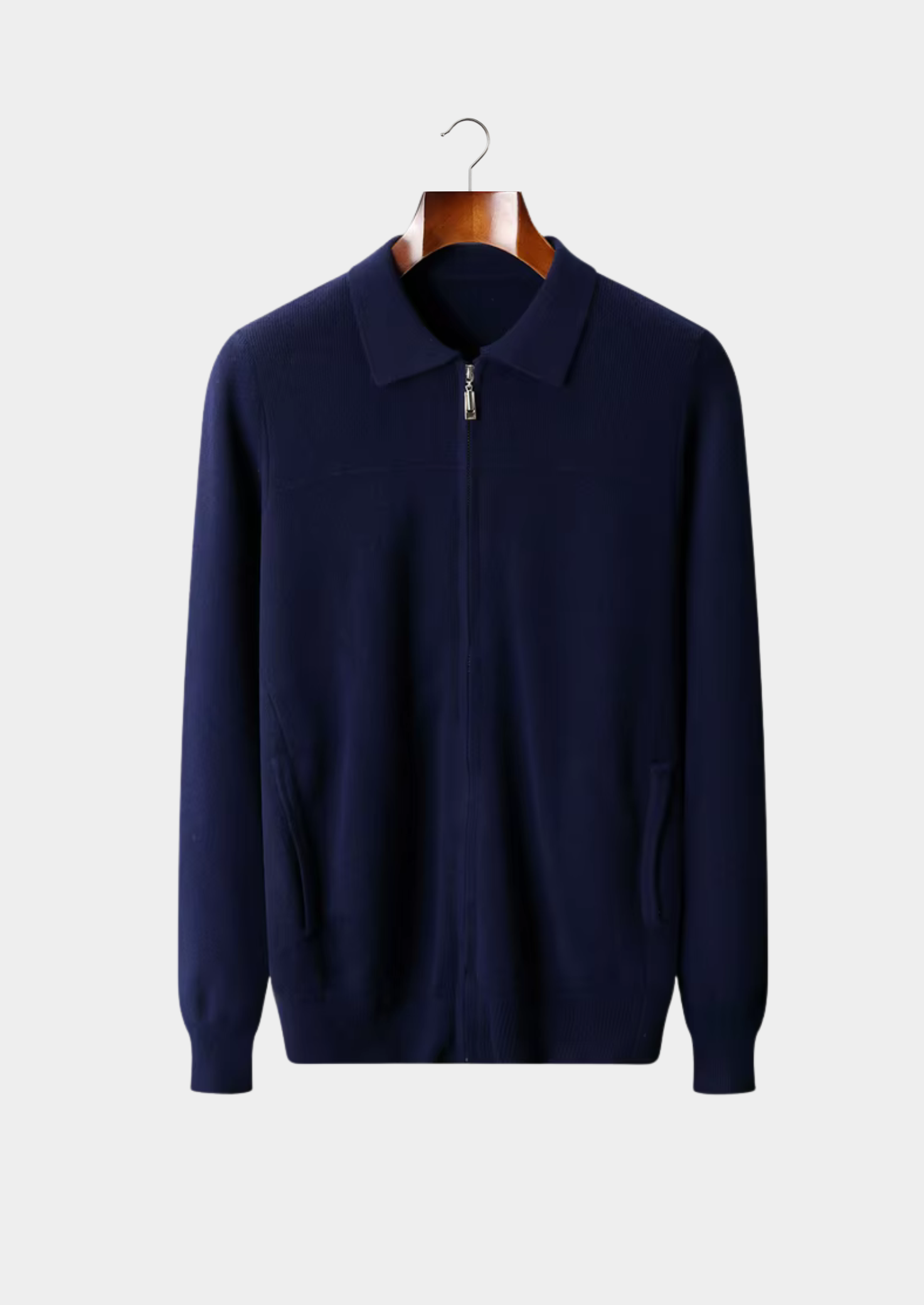 Pure Merino Wool Ribbed Polo Cardigan