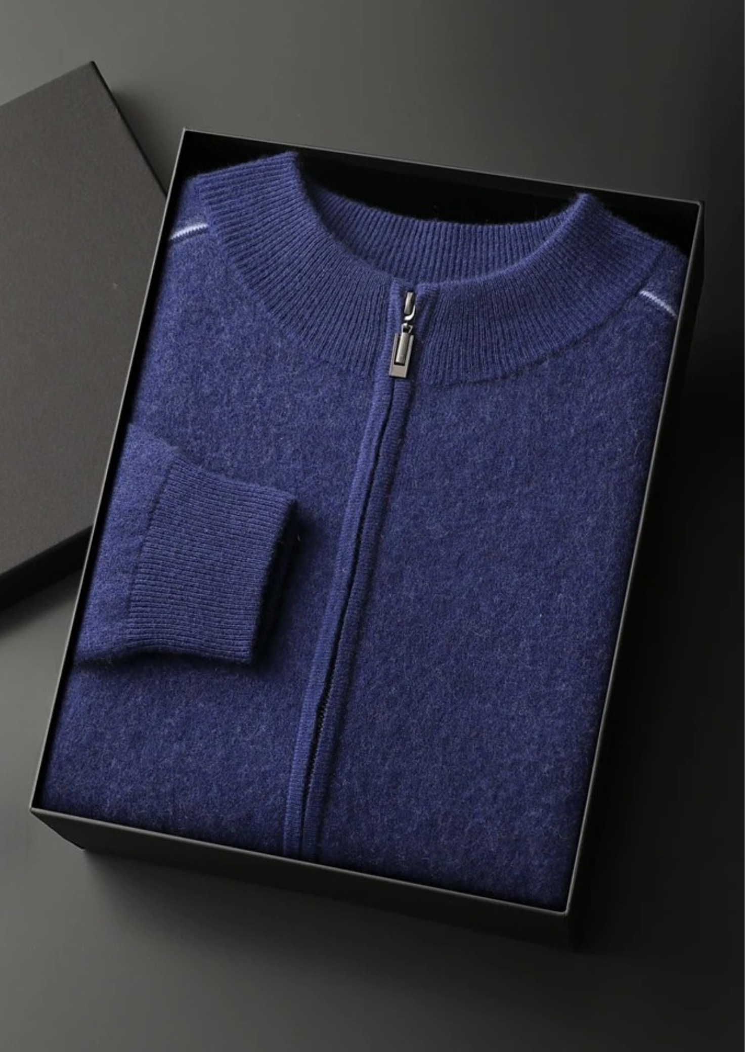 Cashmere Two Tone Zip Cardigan