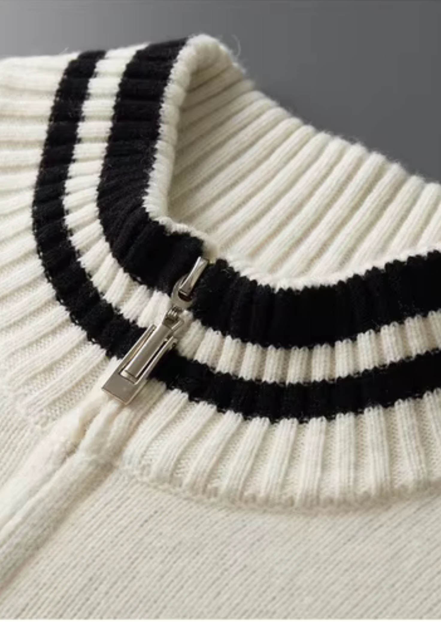 Pure Merino Wool Two Tone Zip Cardigan