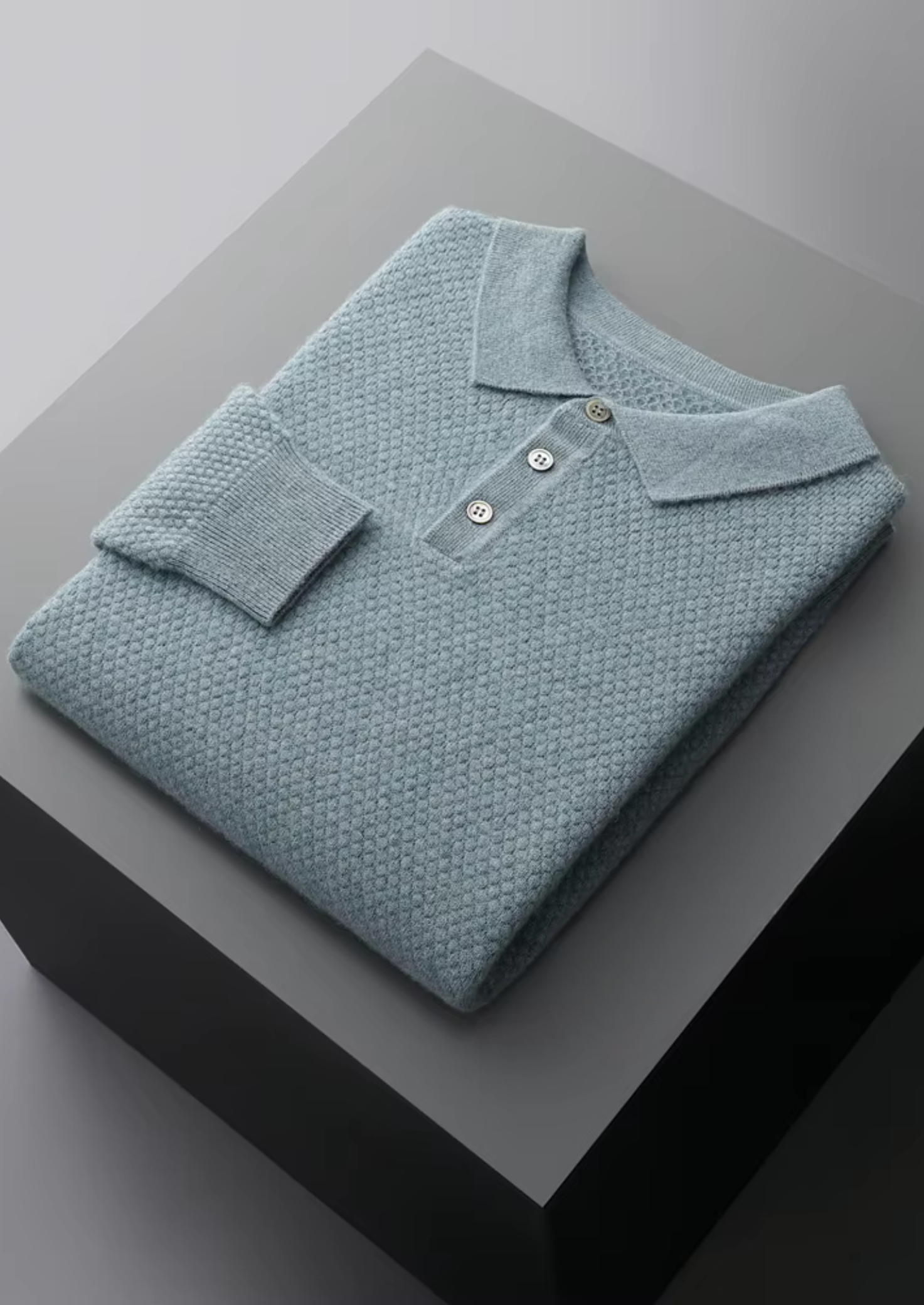Cashmere Textured Sweater Polo