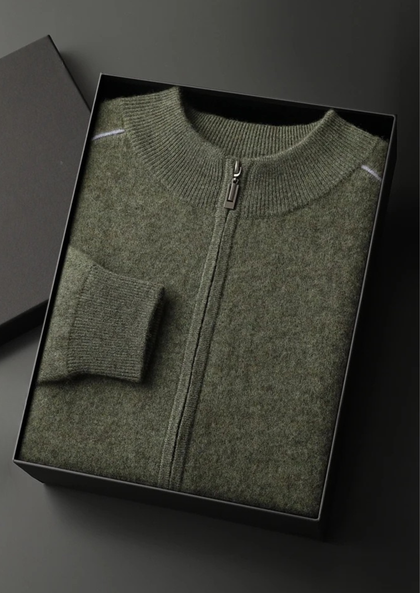 Cashmere Two Tone Zip Cardigan