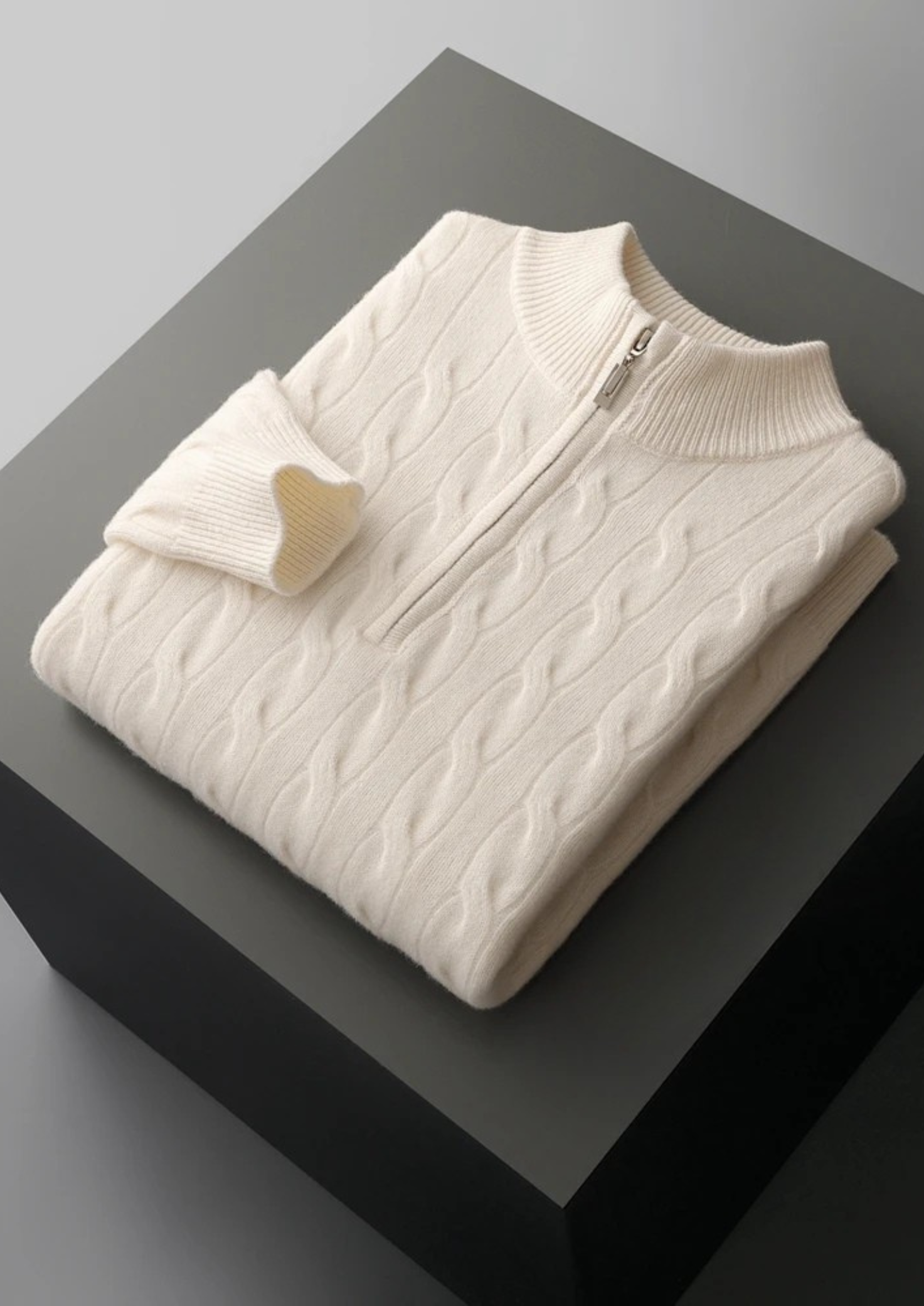 Pure Merino Wool Cable Half Zip