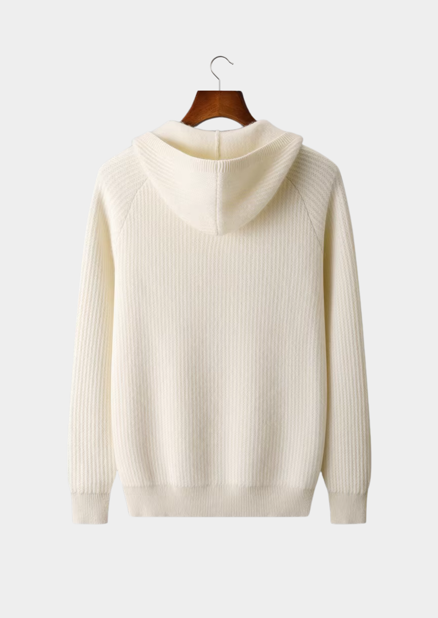 Pure Merino Wool Ribbed Zipper Hoodie