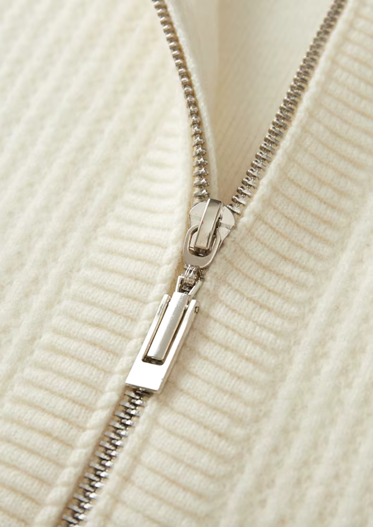 Pure Merino Wool Ribbed Zipper Hoodie