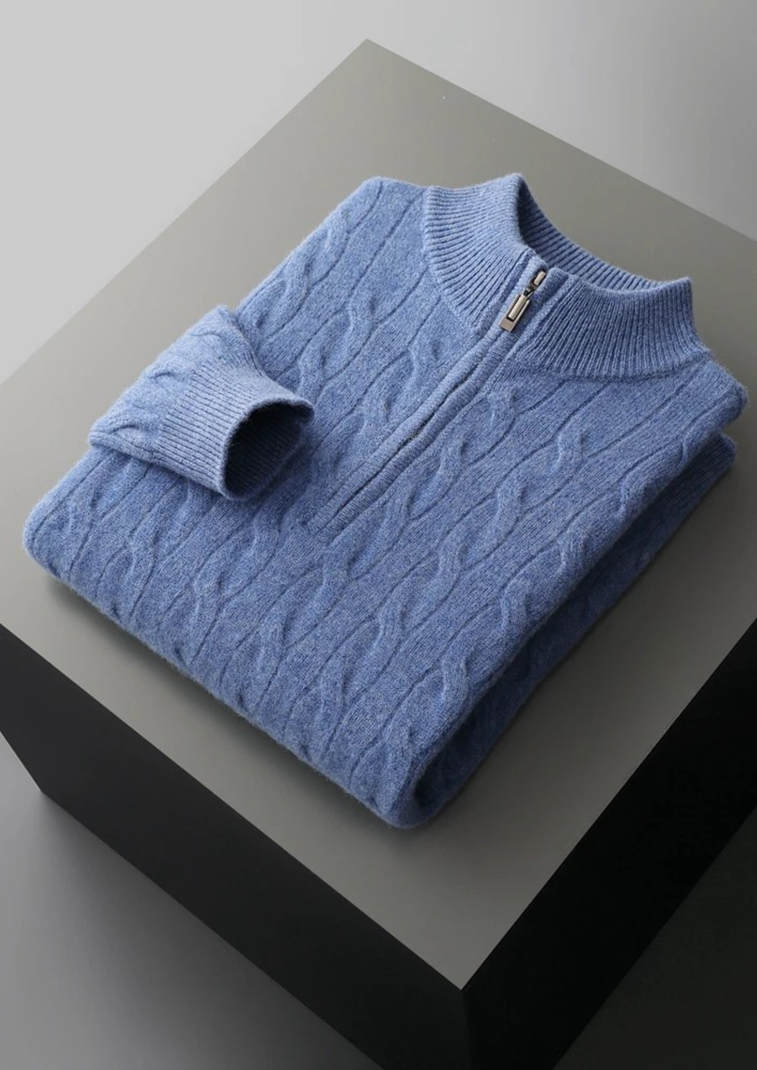 Pure Merino Wool Cable Half Zip