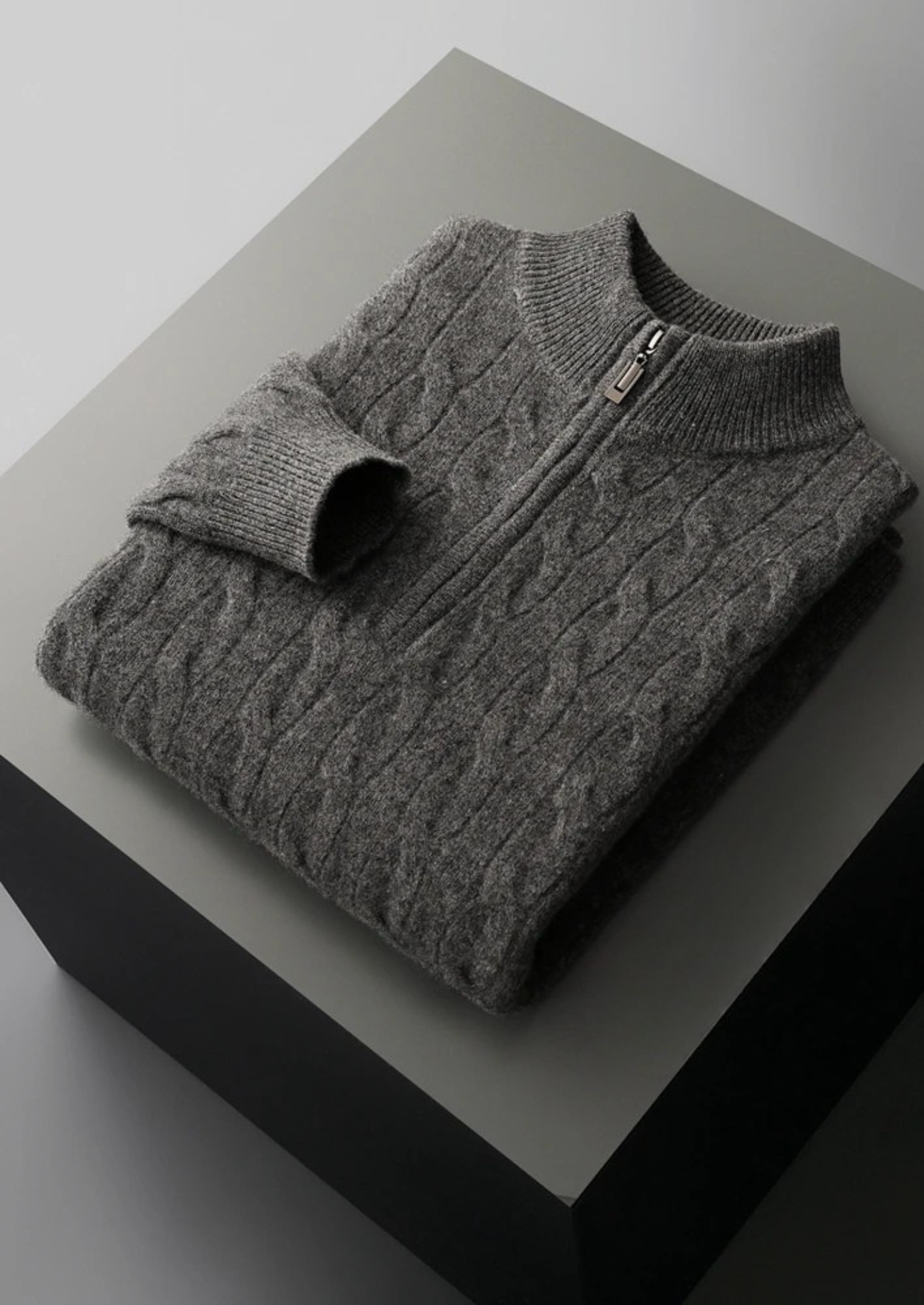Pure Merino Wool Cable Half Zip