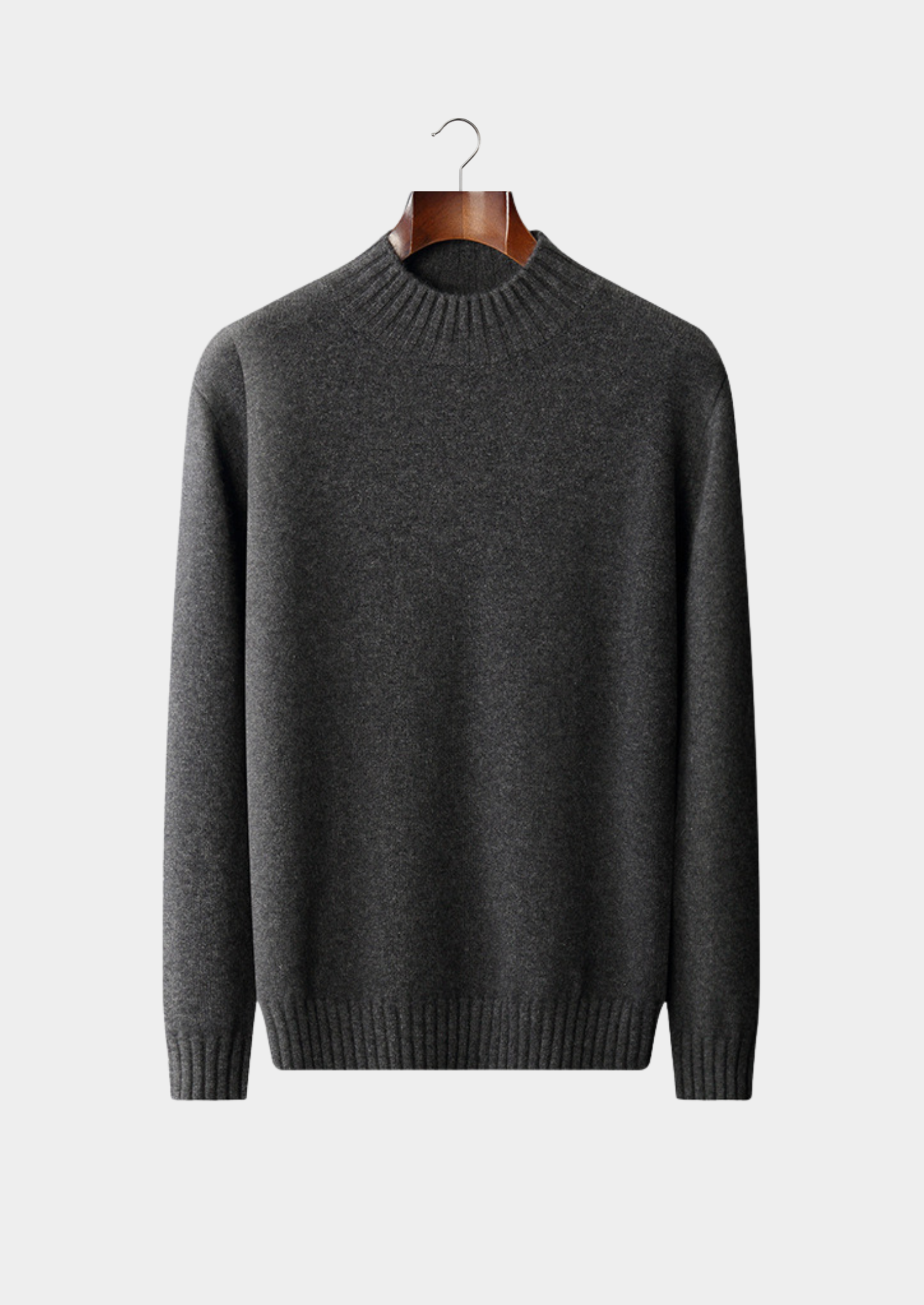 Pure Cashmere Dark Gray Mockneck Sweater