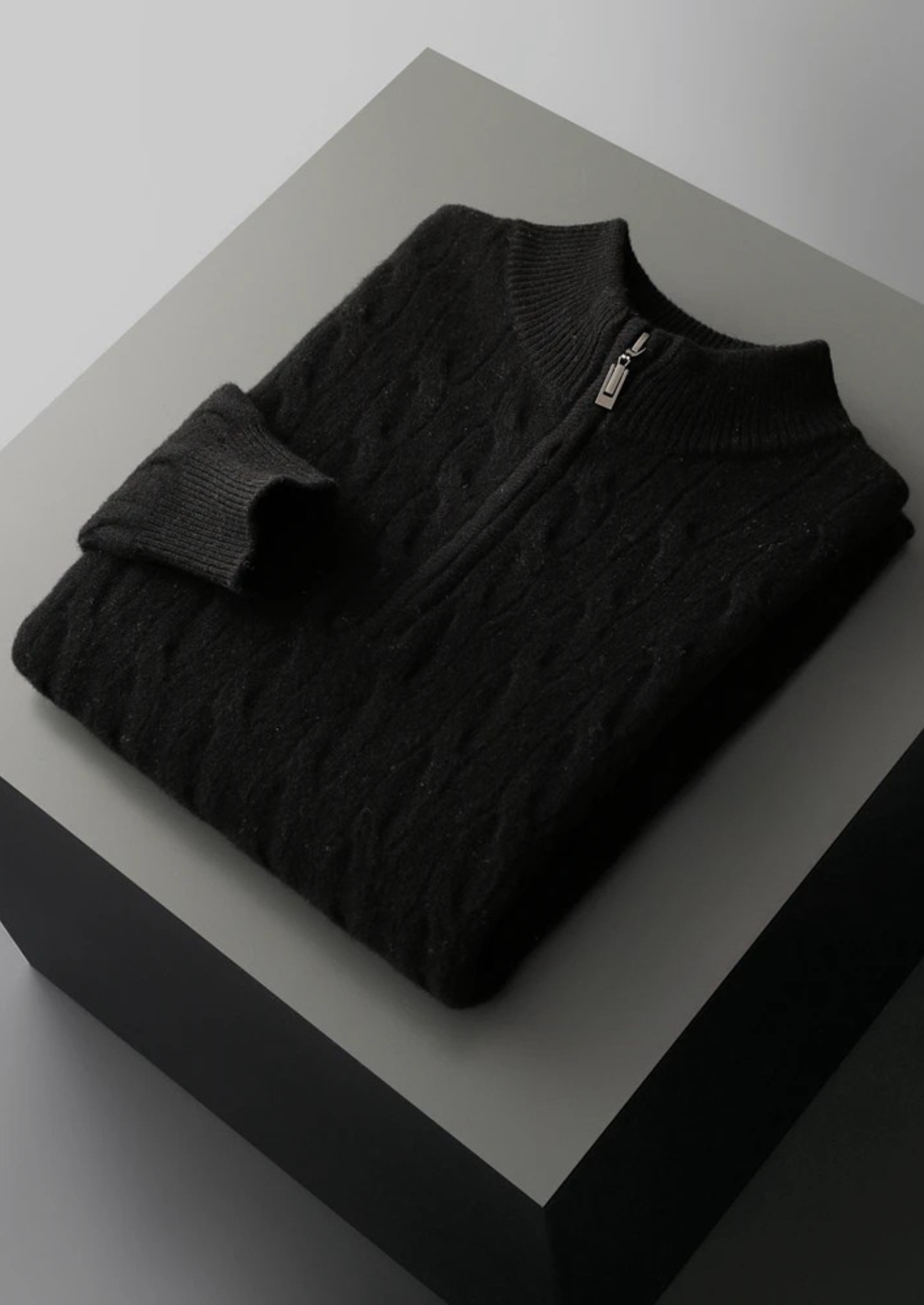 Pure Merino Wool Cable Half Zip